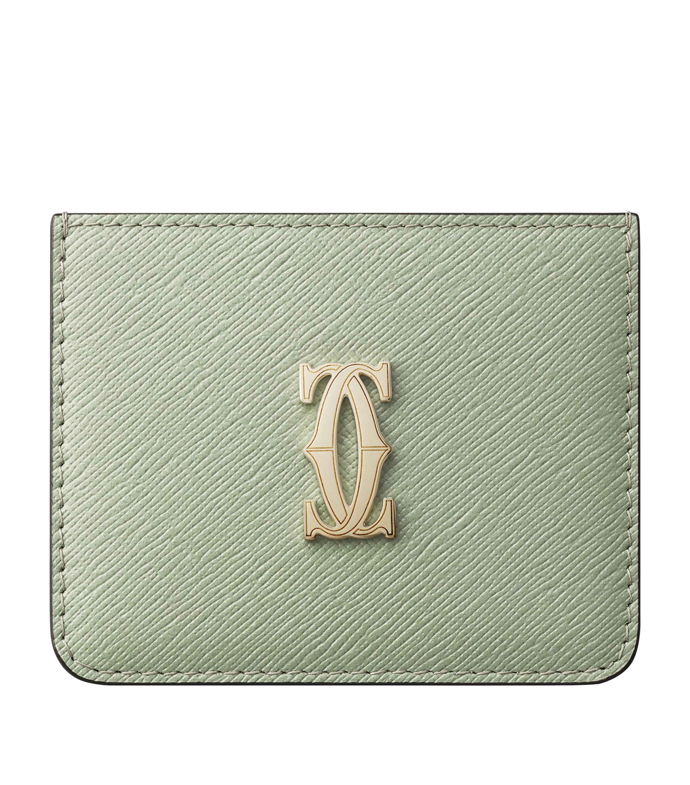 Cartier Leather C De Simple Card Holder In Sage Green