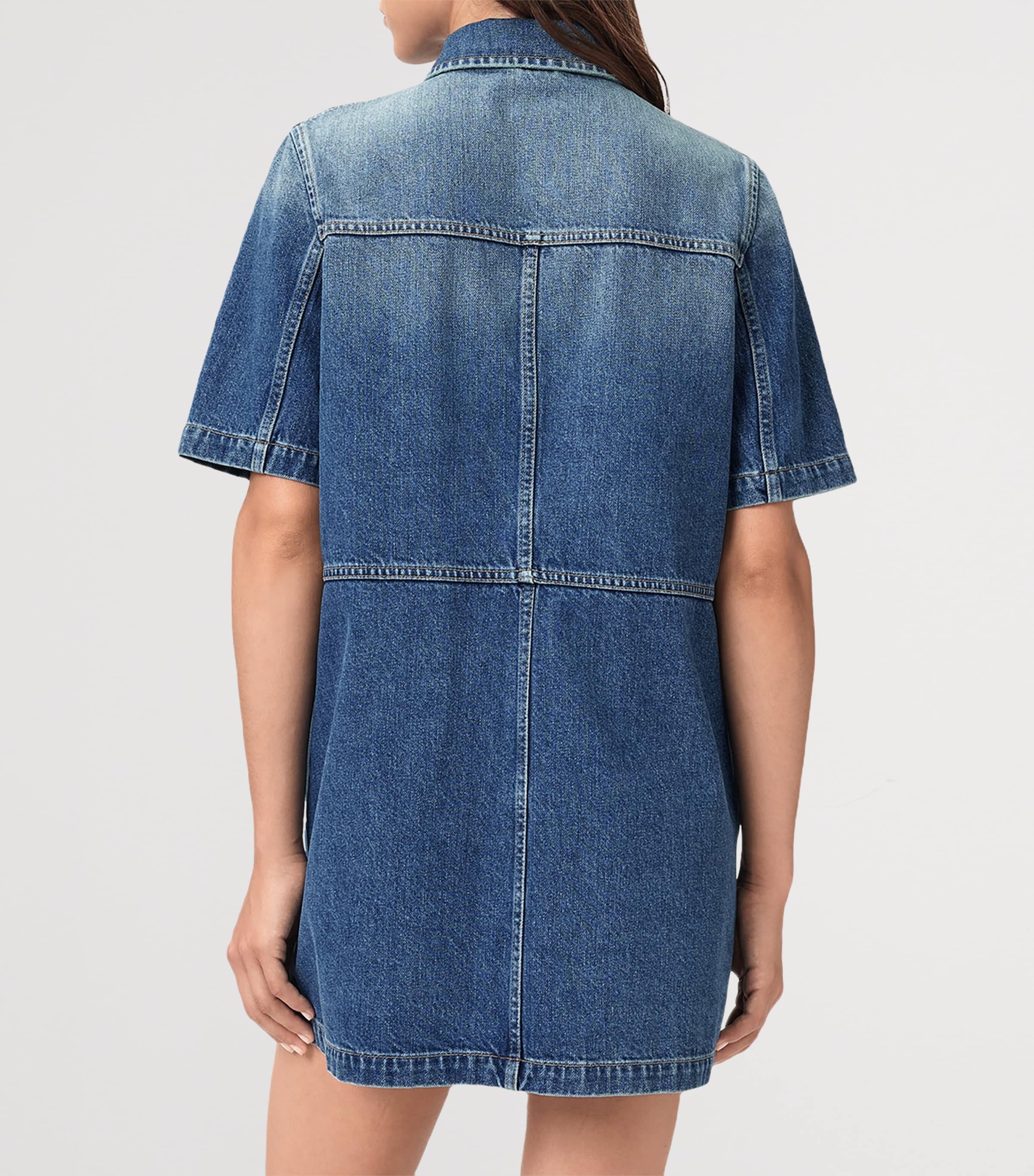 Organic Denim Rock Mini Shirt Dress MID INDIGO Image 4