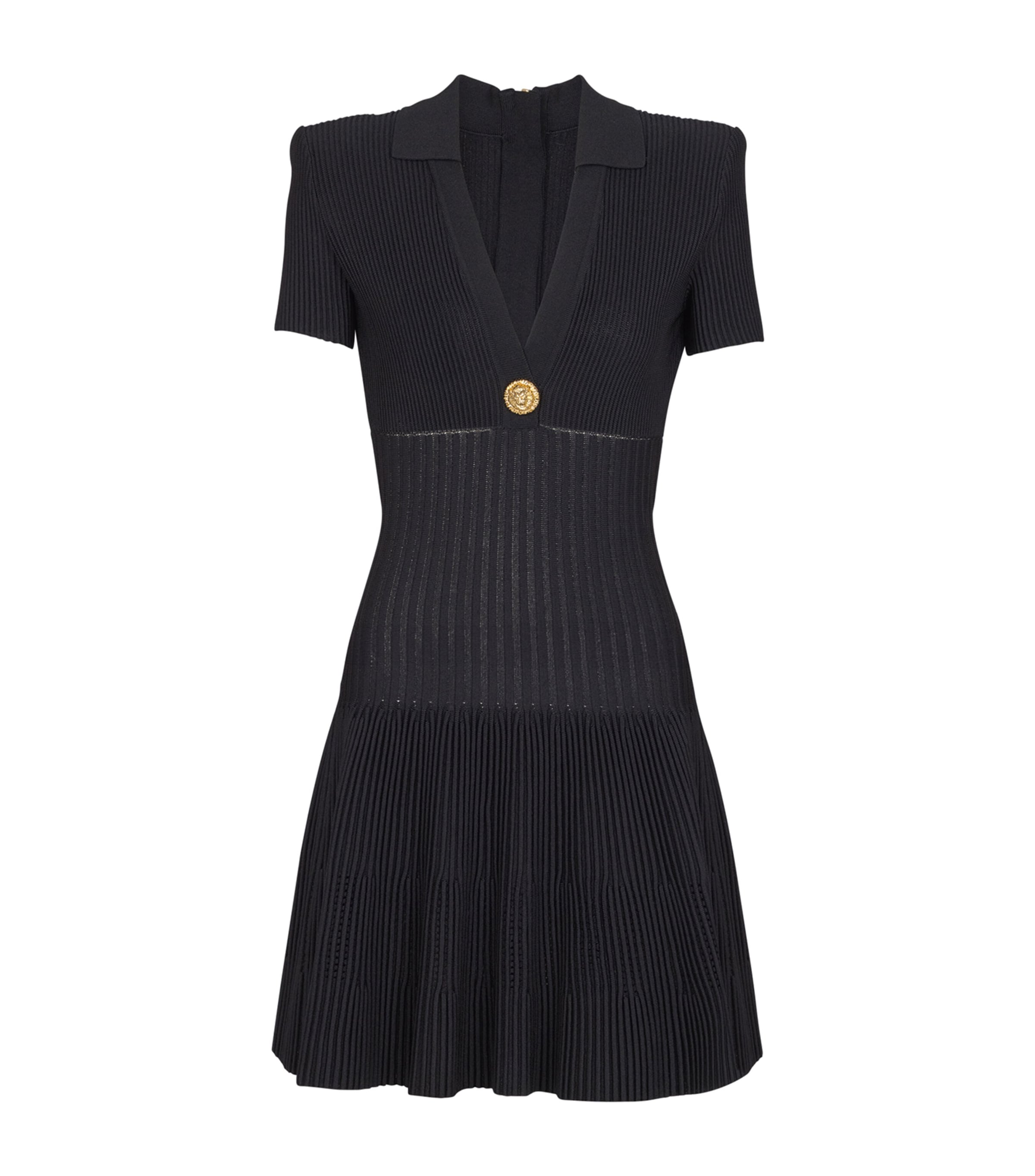Balmain Flared Knit Dress In Black