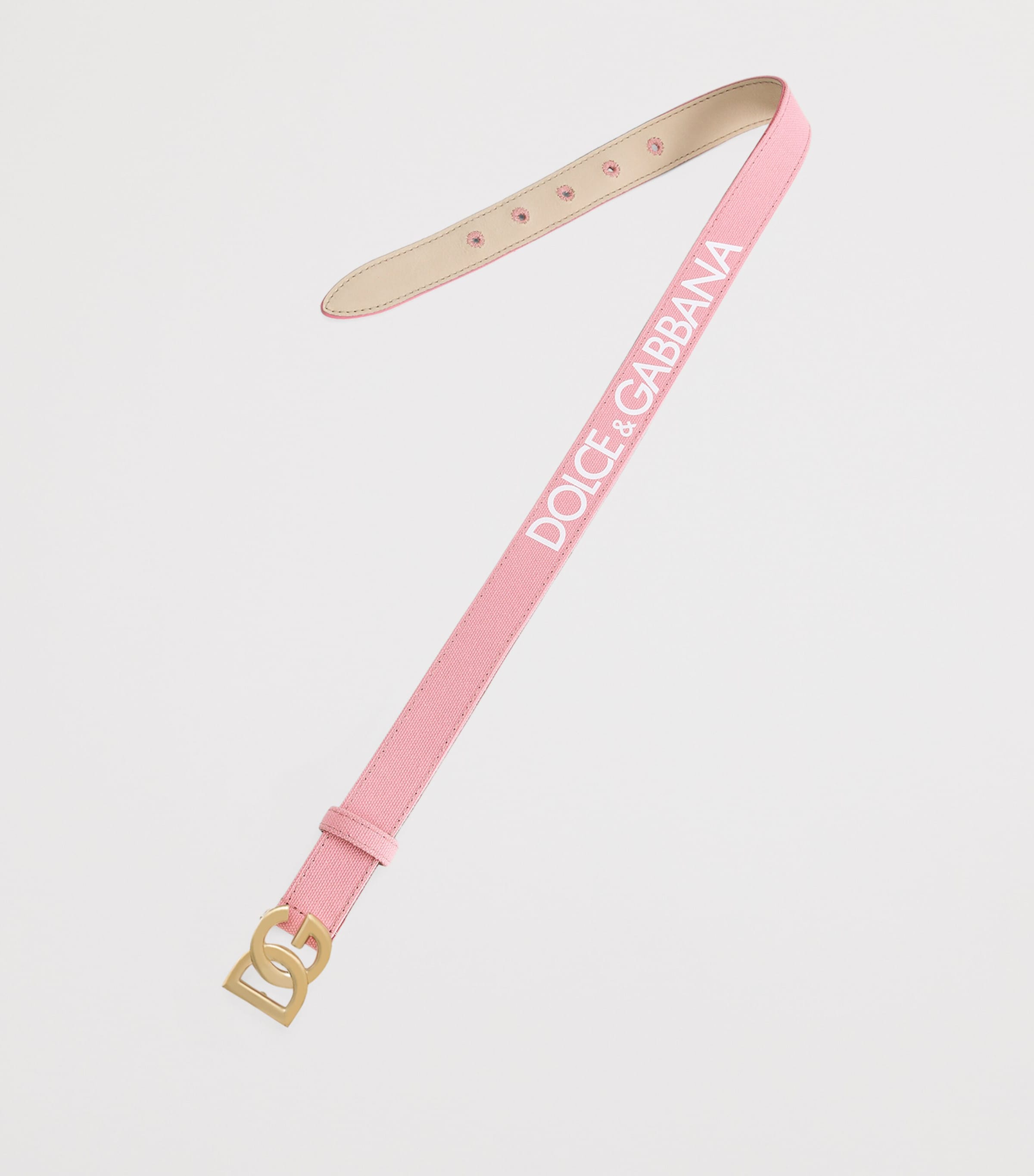 Dolce&Gabbana Kids Canvas Logo Buckle Belt Pink/white Image 2