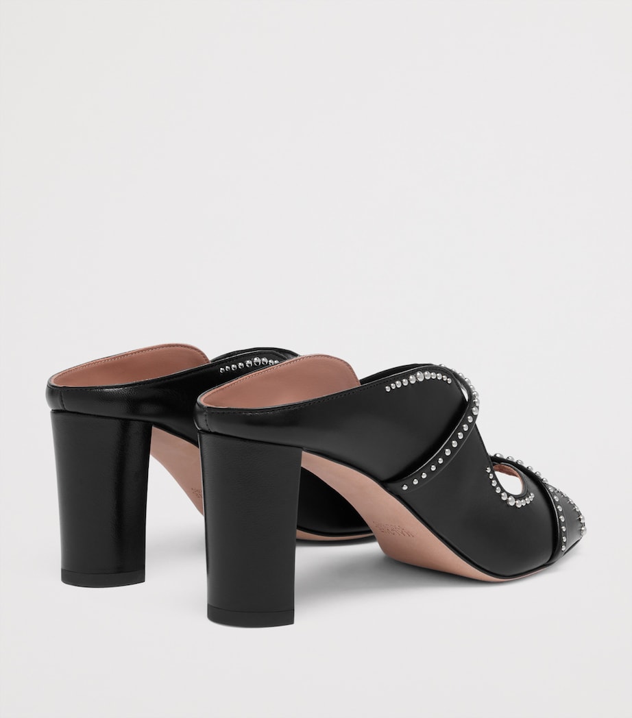 Leather Studded Norah Heeled Sandals 70 BLACK Image 4