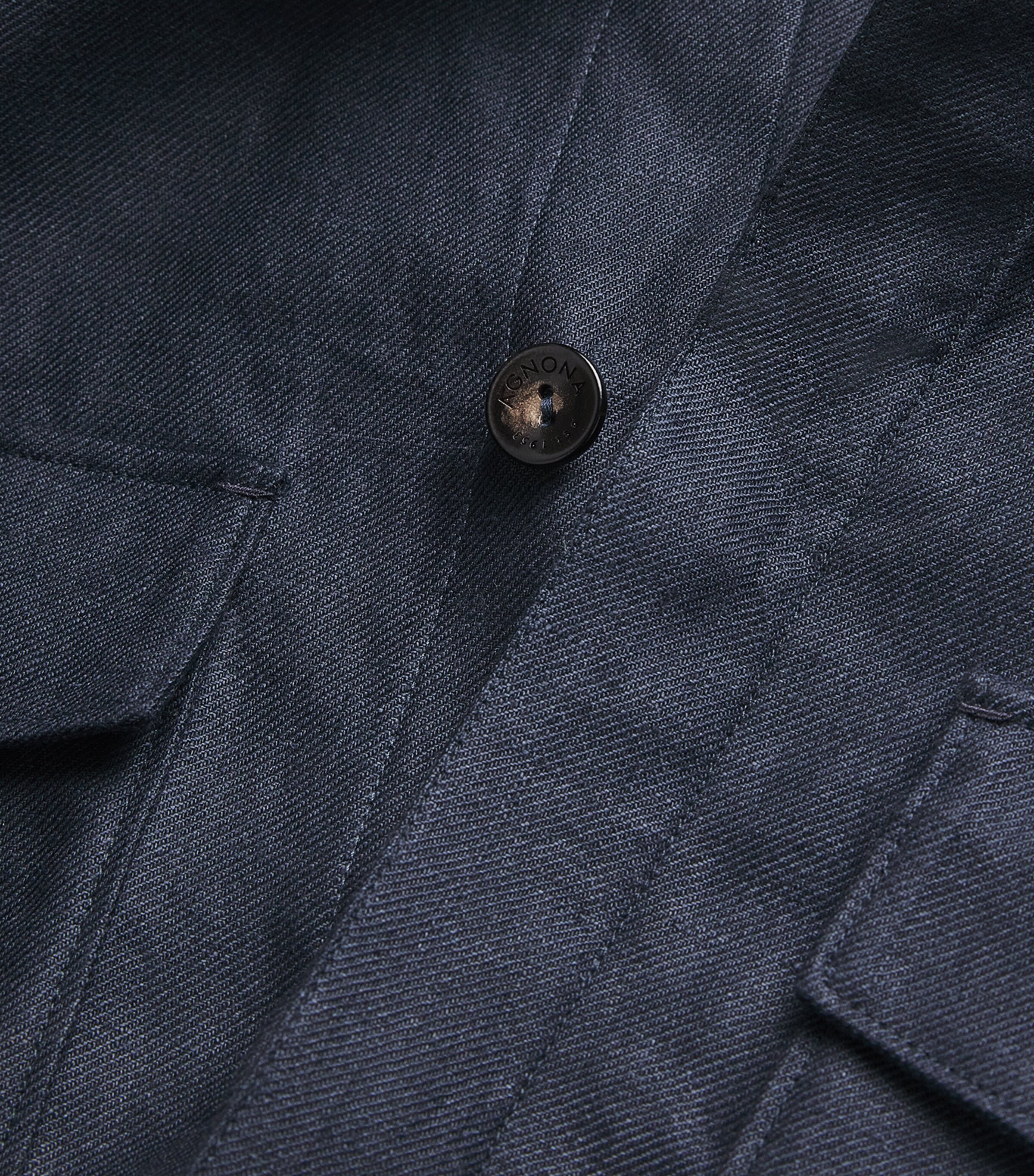 Agnona Mens Linen Concealed-Placket Overshirt Navy Image 5