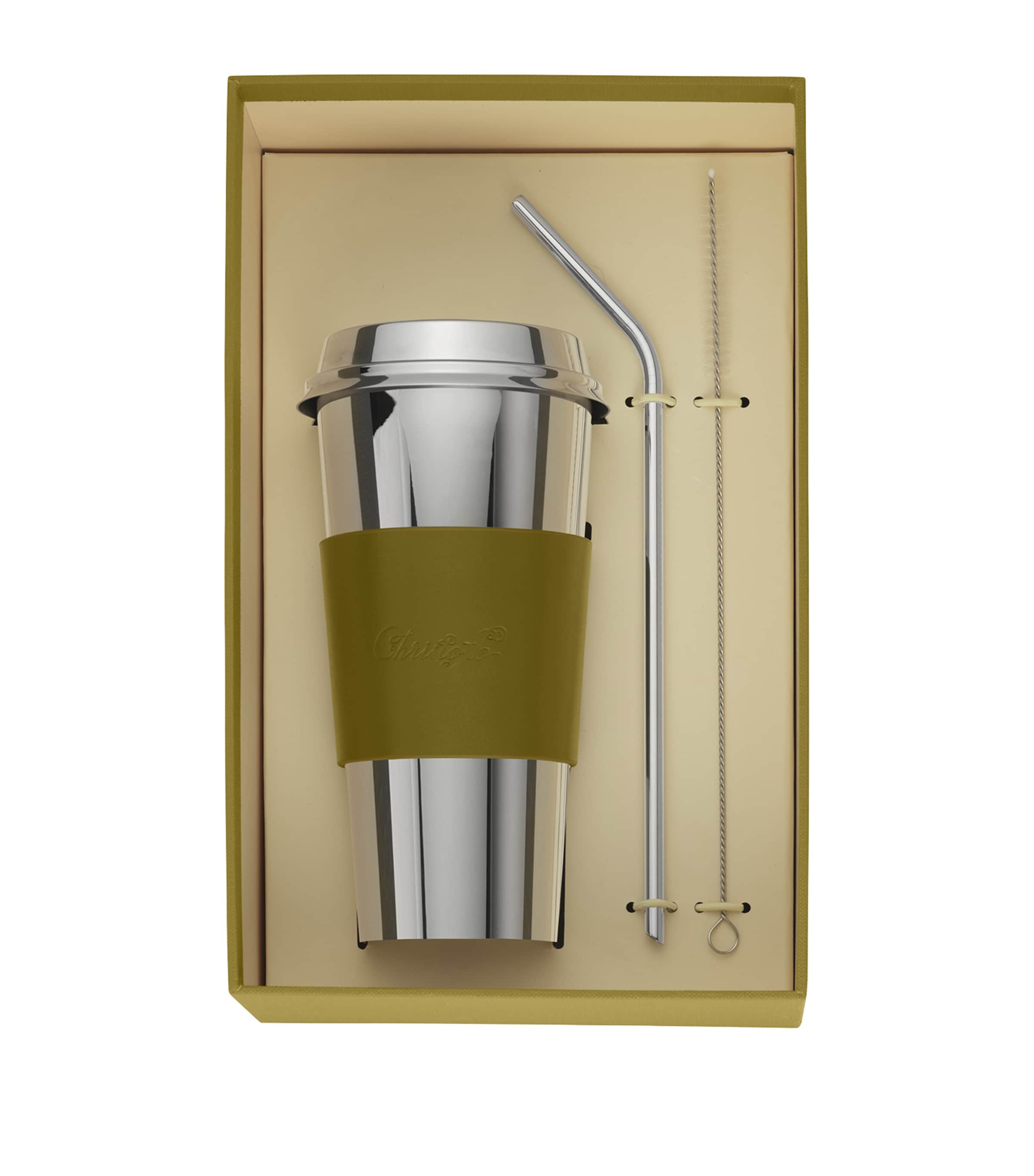 Stainless Steel and Leather Objets Miroir Travel Cup (450ml) SILVER Image 8