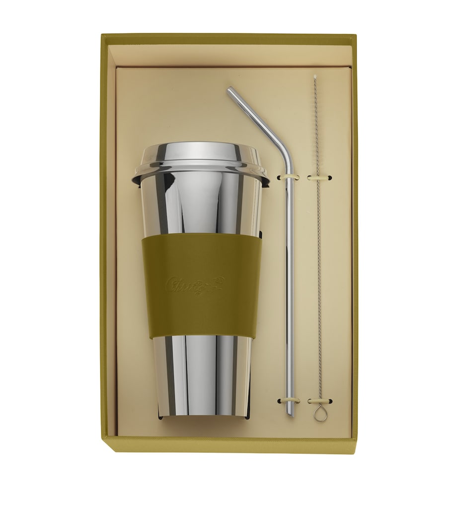 Stainless Steel and Leather Objets Miroir Travel Cup (450ml) SILVER Image 8