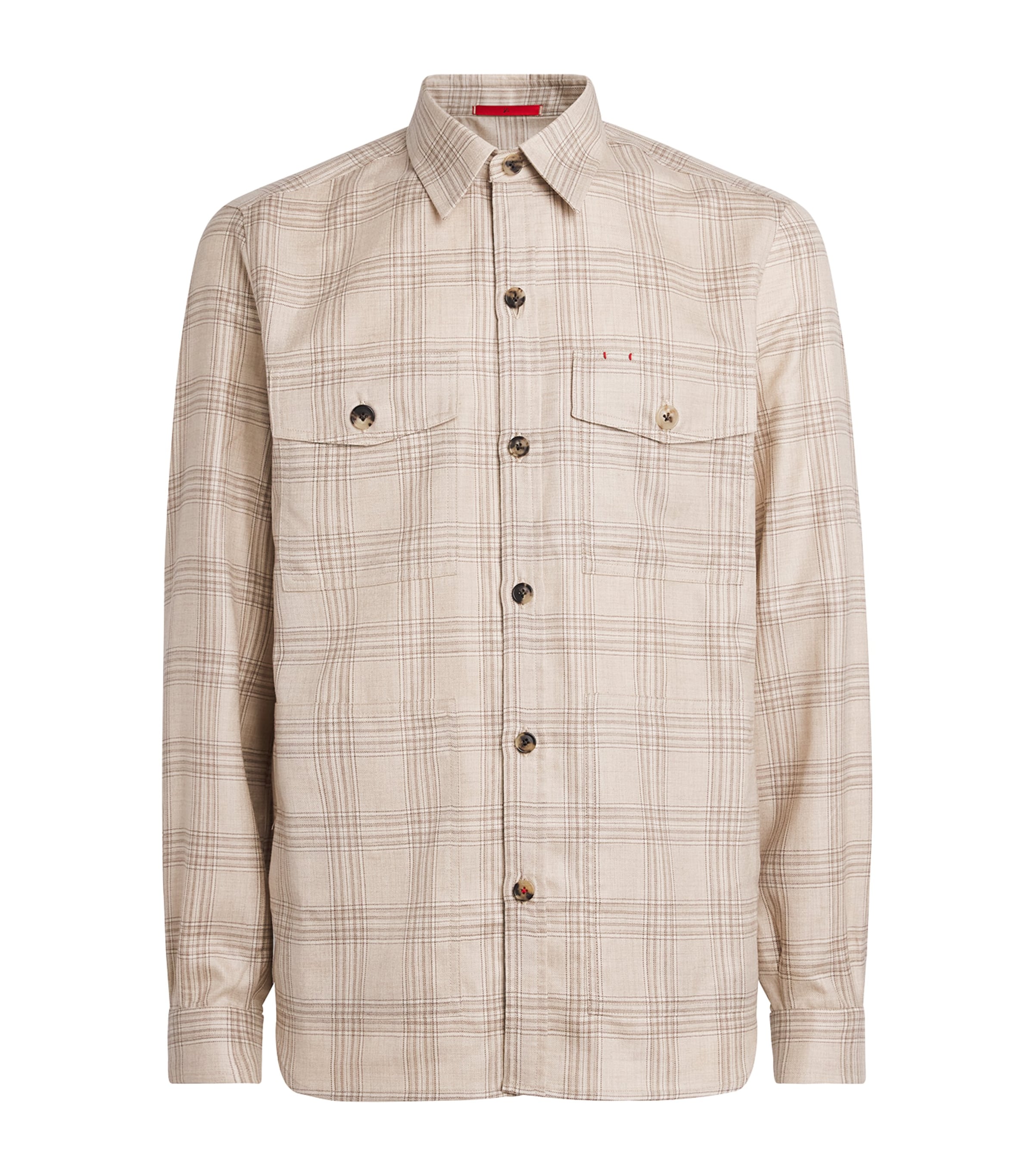 Isaia Cashmere-linen Check Overshirt In Neutral
