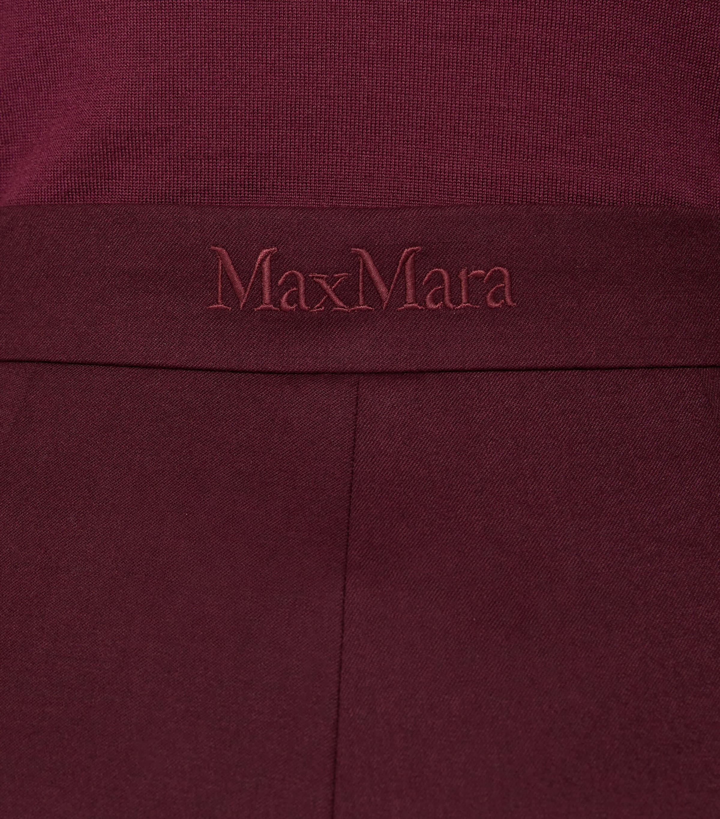 Max Mara Womens Virgin Wool Wide-Leg Trousers Wine Coloured Image 5