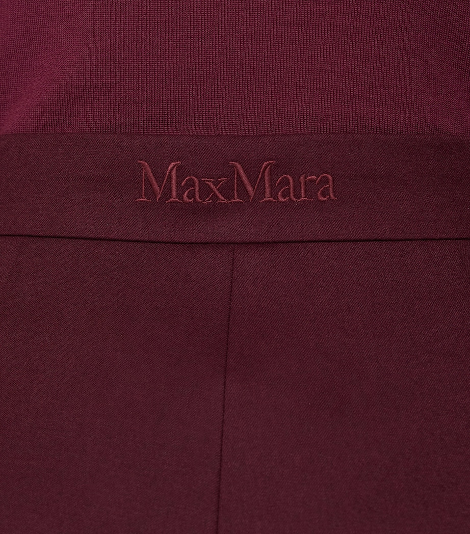 Max Mara Womens Virgin Wool Wide-Leg Trousers Wine Coloured Image 5