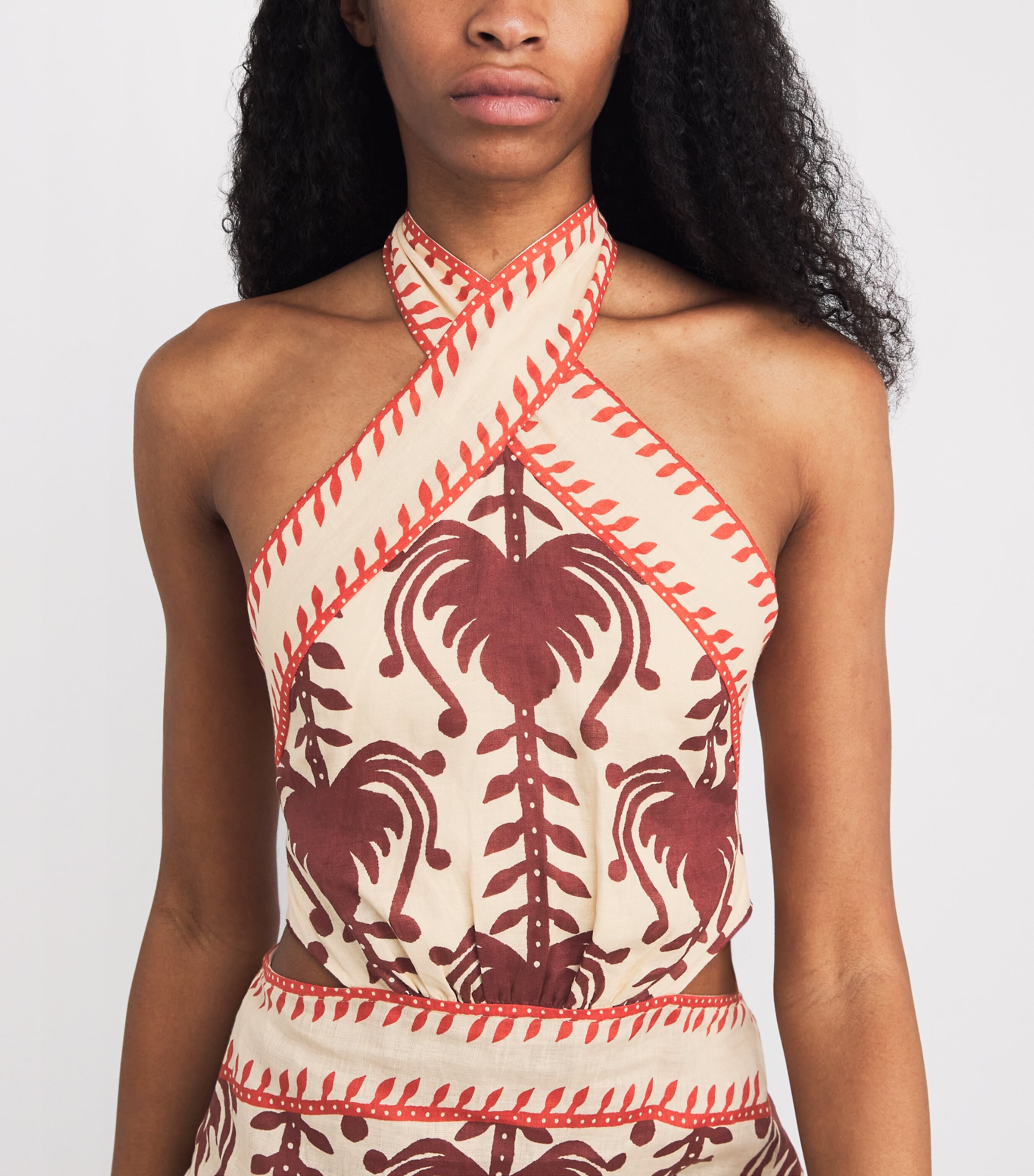 Linen Tide Strength Mini Dress MARSALA/ECRU Image 4