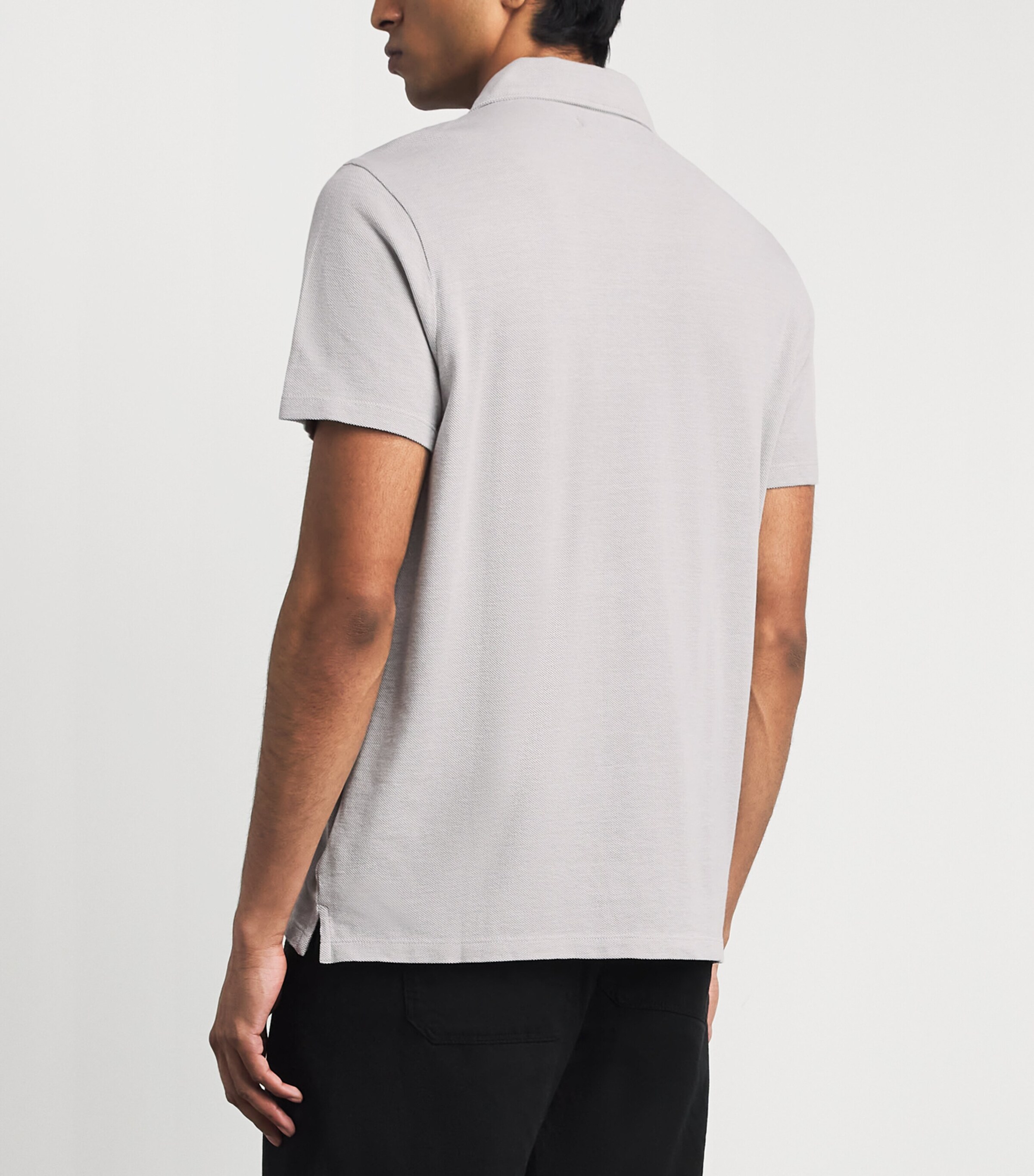 PAIGE Mens Cotton Demille Polo Shirt Light Grey Combo Image 5