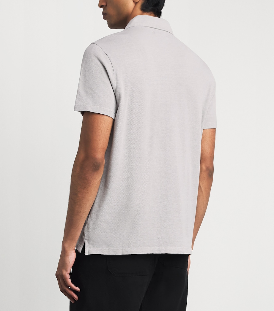 PAIGE Mens Cotton Demille Polo Shirt Light Grey Combo Image 5