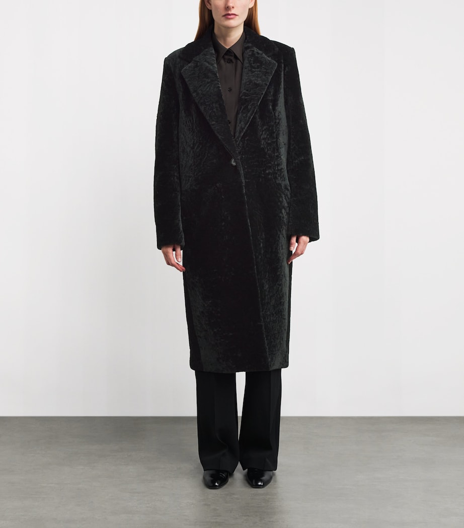 Shearling Trench Coat 001 BLACK Image 3