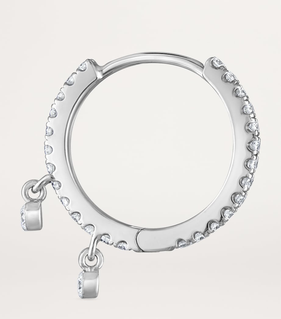 Diamond Eternity Double Dangle Single Hoop Earring (9.5mm) WHITE GOLD Image 2