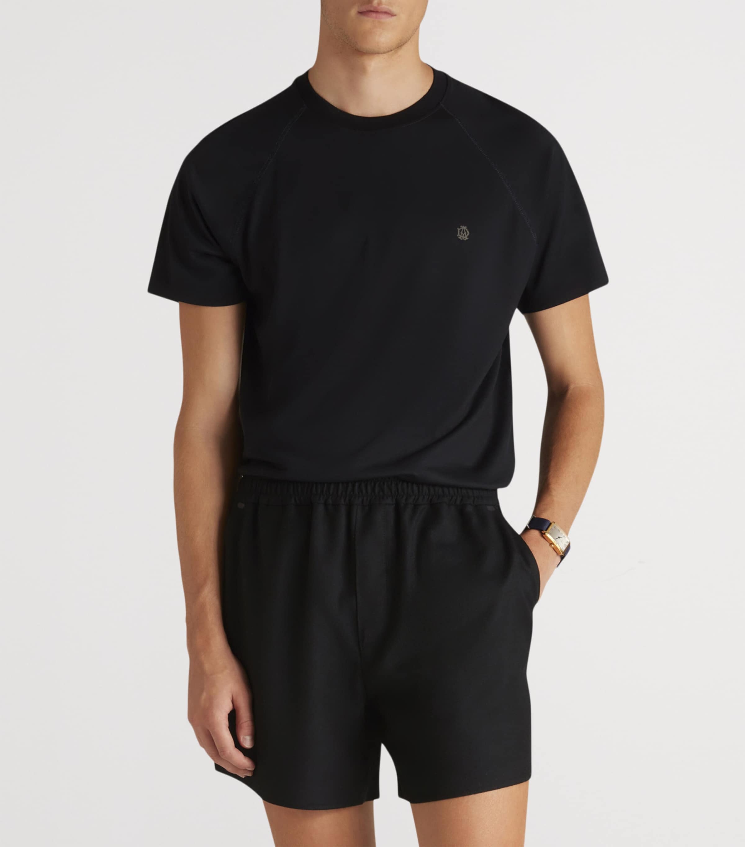 Dunhill Mens Wool Athluxury Short-Sleeve T-Shirt Navy Image 3