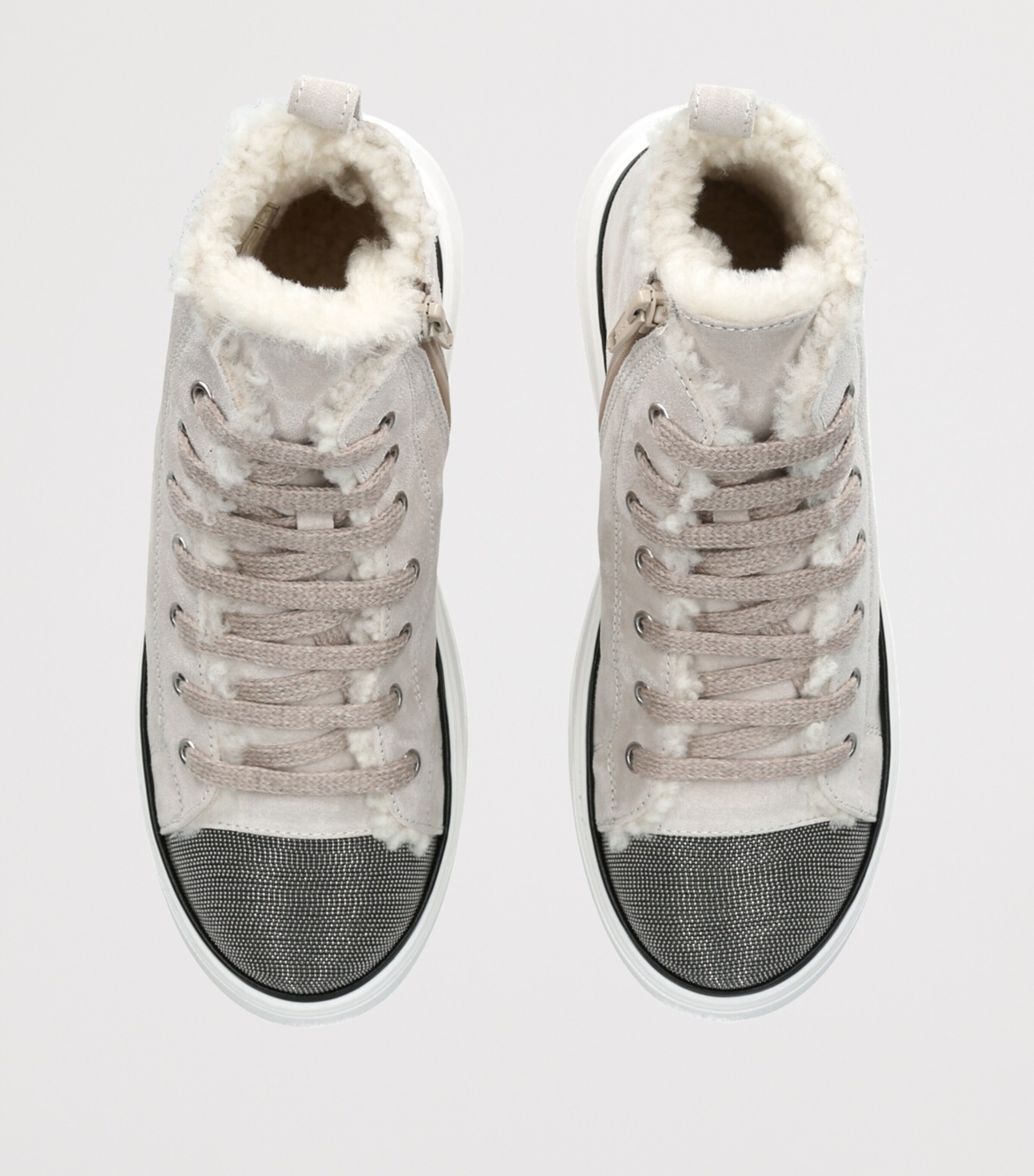 Brunello Cucinelli Brown Suede Shearling-Lined High-Top Brunello Cucinelli Brown Suede Shearling-Lined High-Top