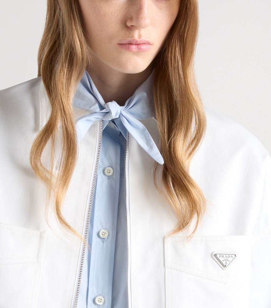 Prada Womens Cotton Blouson Jacket White Image 3