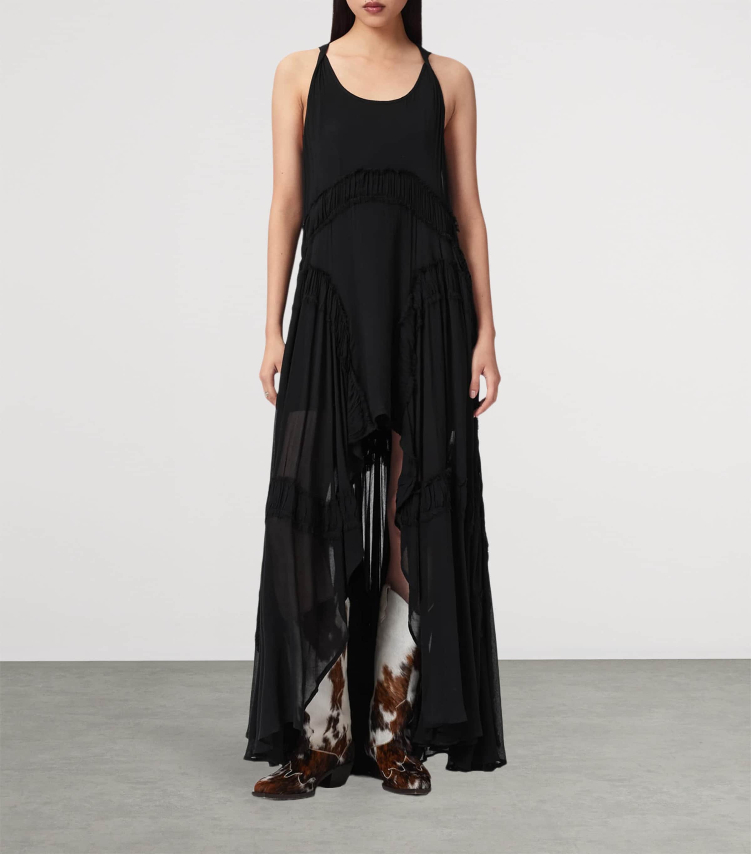 AllSaints Womens Dorina High-Low Dress Black Image 3