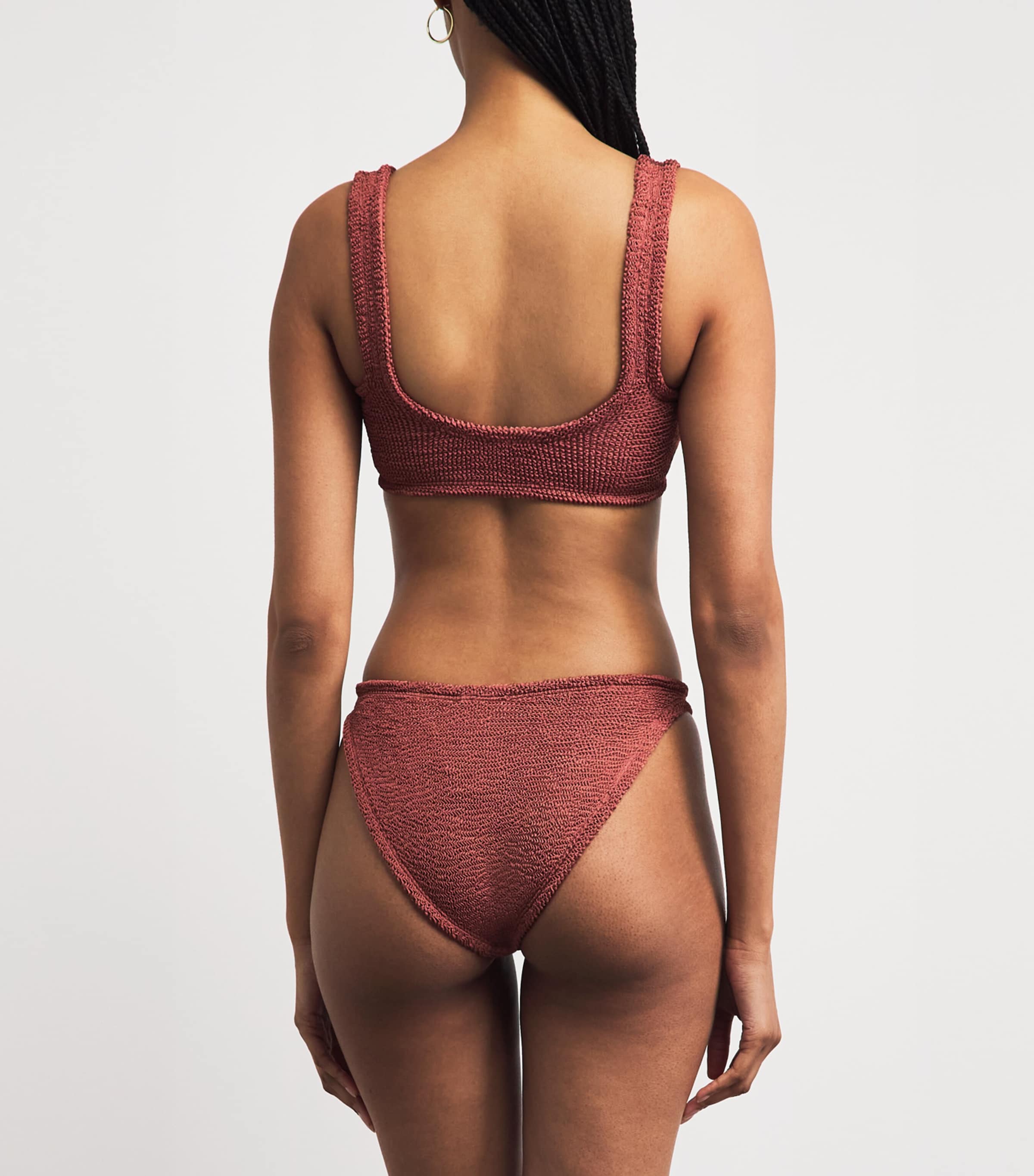 Hunza G Womens Julia Tonal Hoop Bikini Metallic Rosewood Image 3