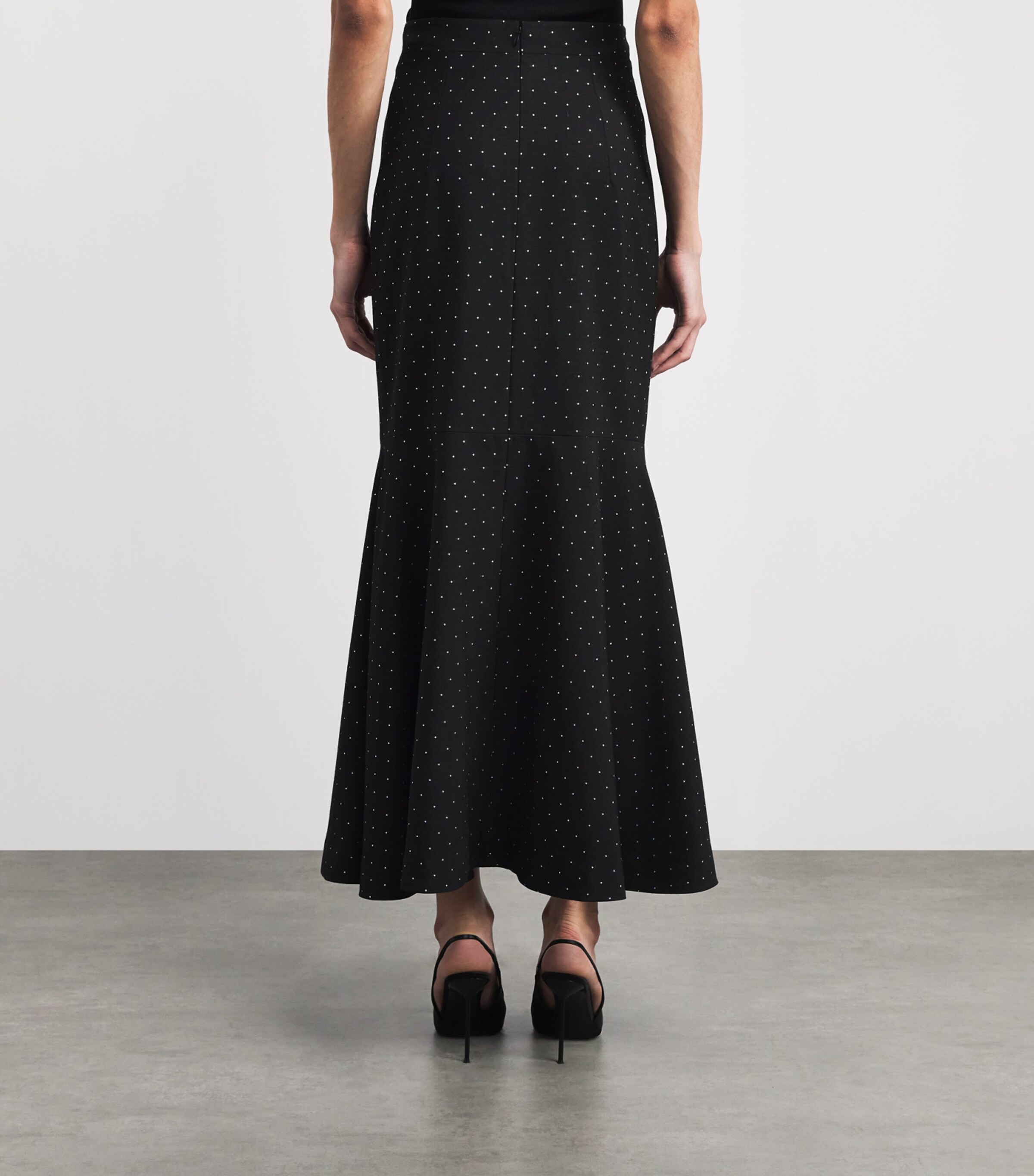 Huishan Zhang Womens Wool-Blend Charly Maxi Skirt Black Polka Dot Image 5