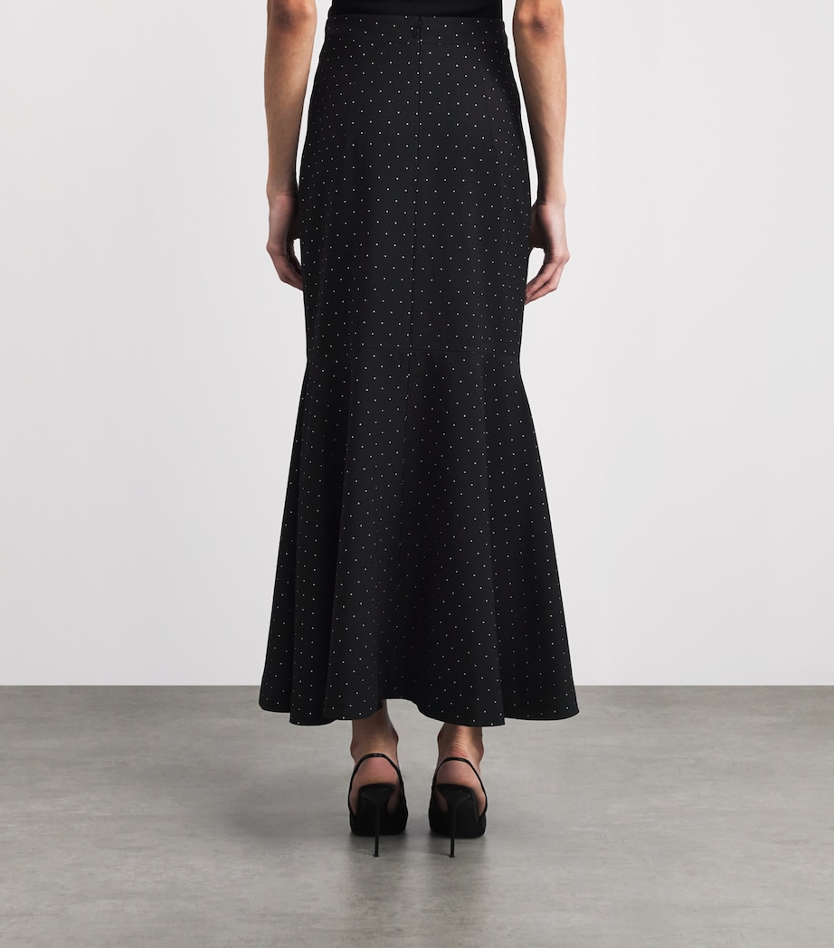 Huishan Zhang Womens Wool-Blend Charly Maxi Skirt Black Polka Dot Image 5