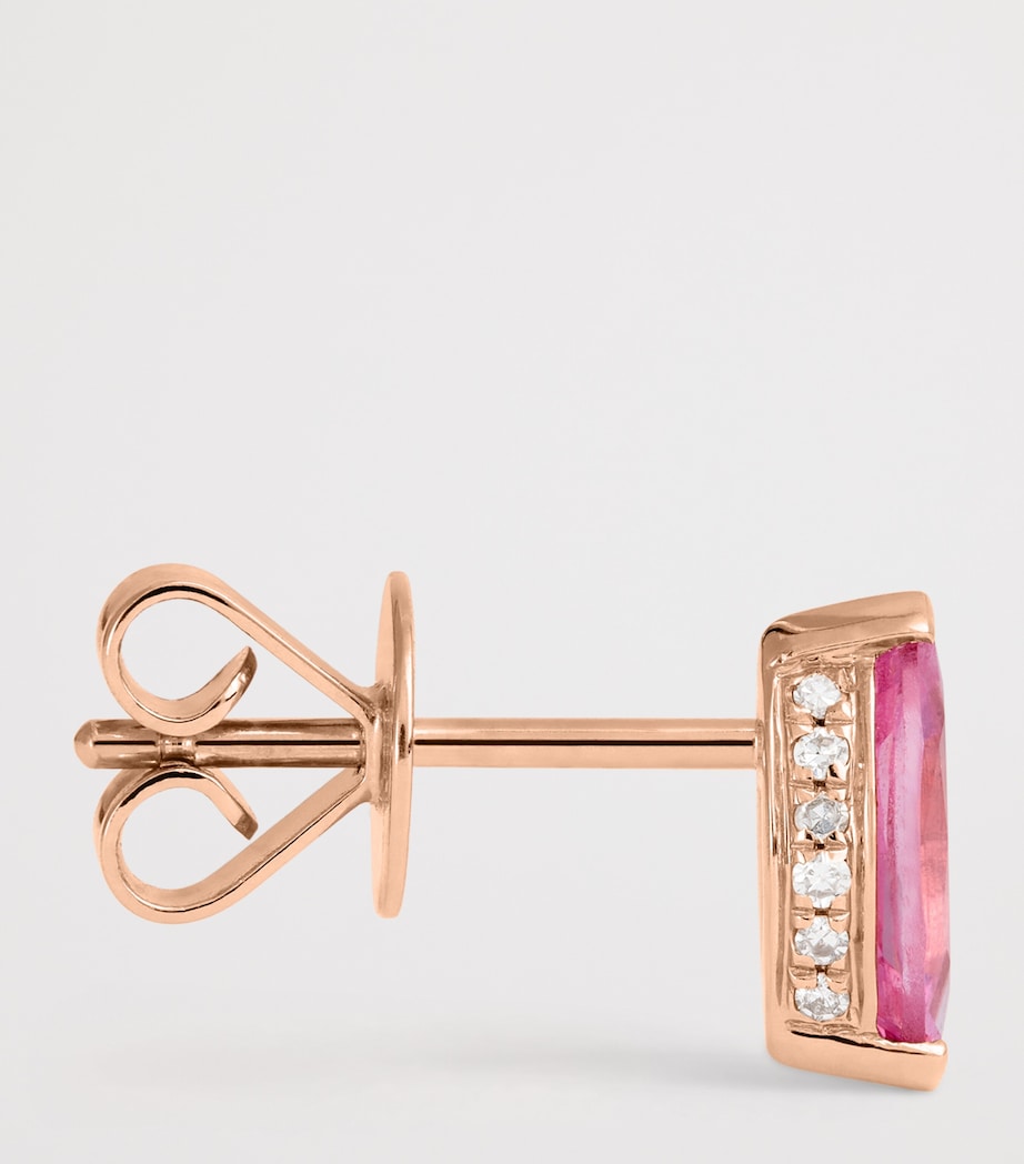 Rose Gold, Diamond and Sapphire Stud Earrings ROSE GOLD Image 4