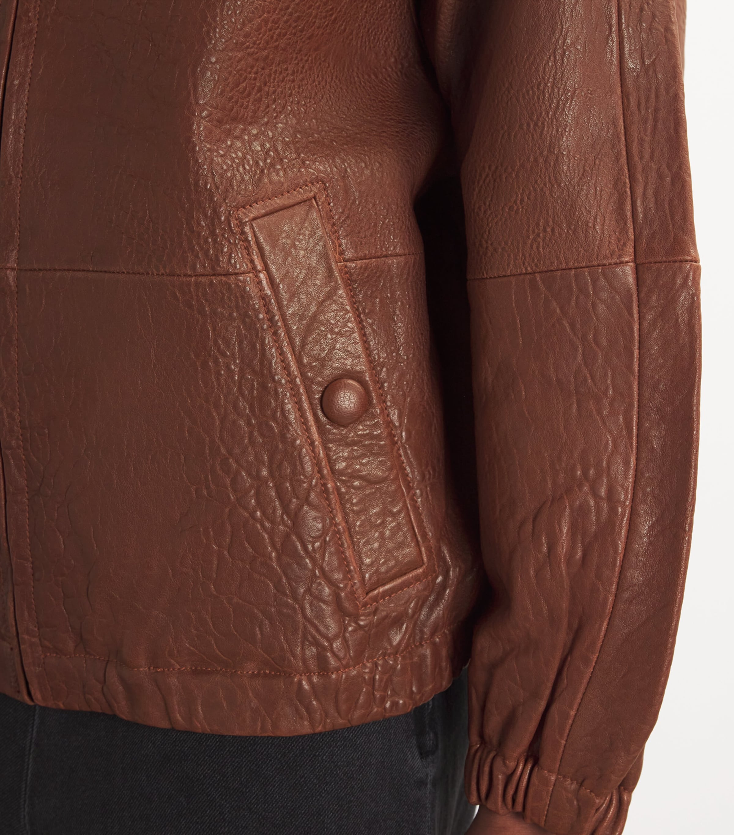 【海外限定】Sandroレザージャケット☆Oversized-collar relaxed Oversized leather jacket brown For Women | Sandro Paris