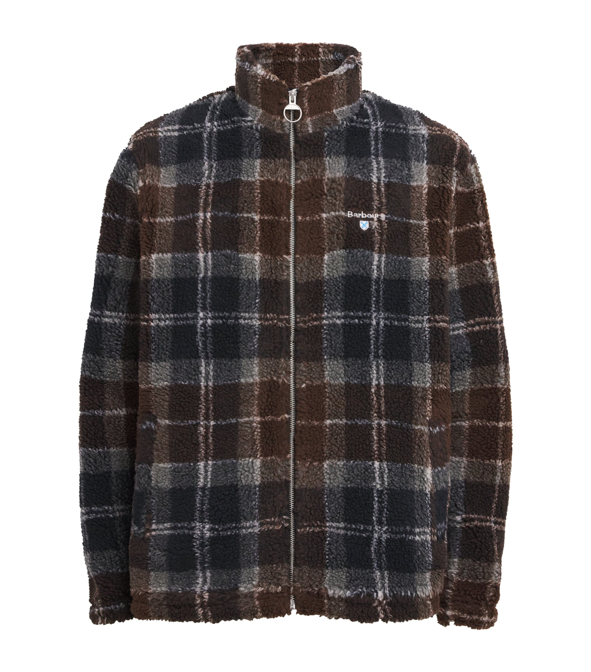 Barbour Tartan Sherpa Fleece Jacket In Multi