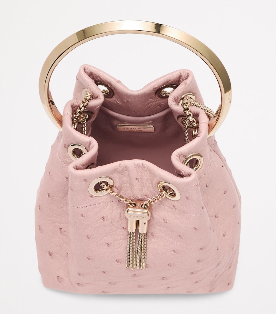 Ostrich Leather Bon Bon Top-Handle Bag ROSE/GOLD Image 5
