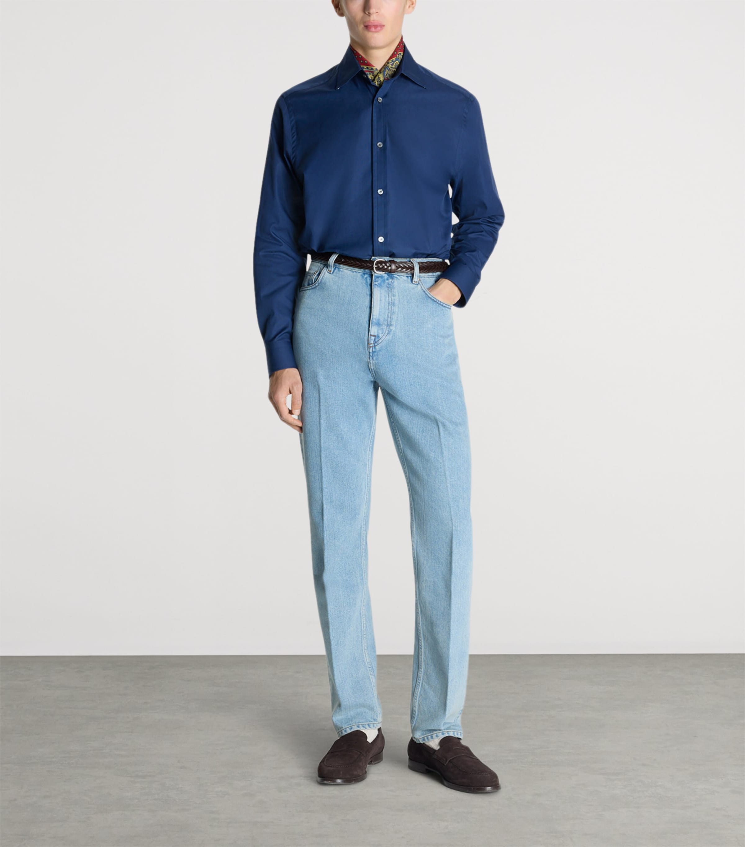 Dunhill Mens Giza Cotton Formal Shirt Navy Image 2