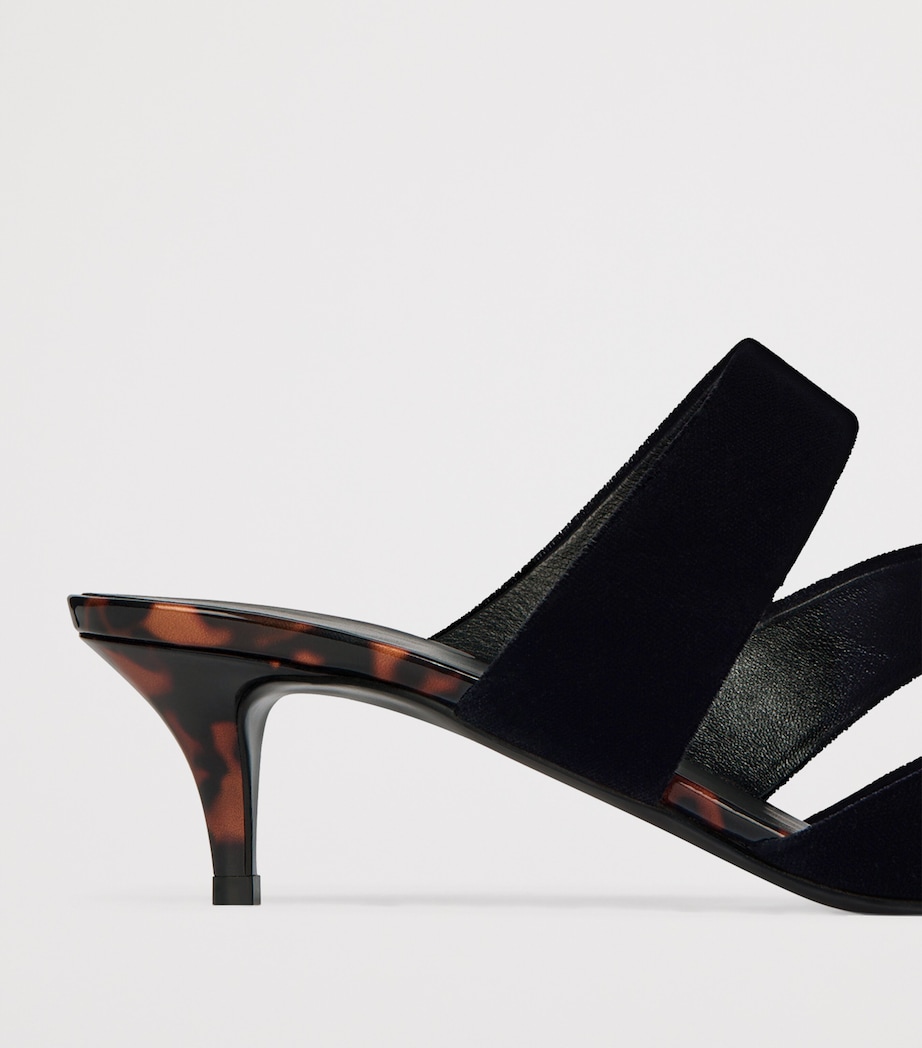 Balmain Velvet Heeled Mules 45 Eks Noir / Tartaruga Image 8