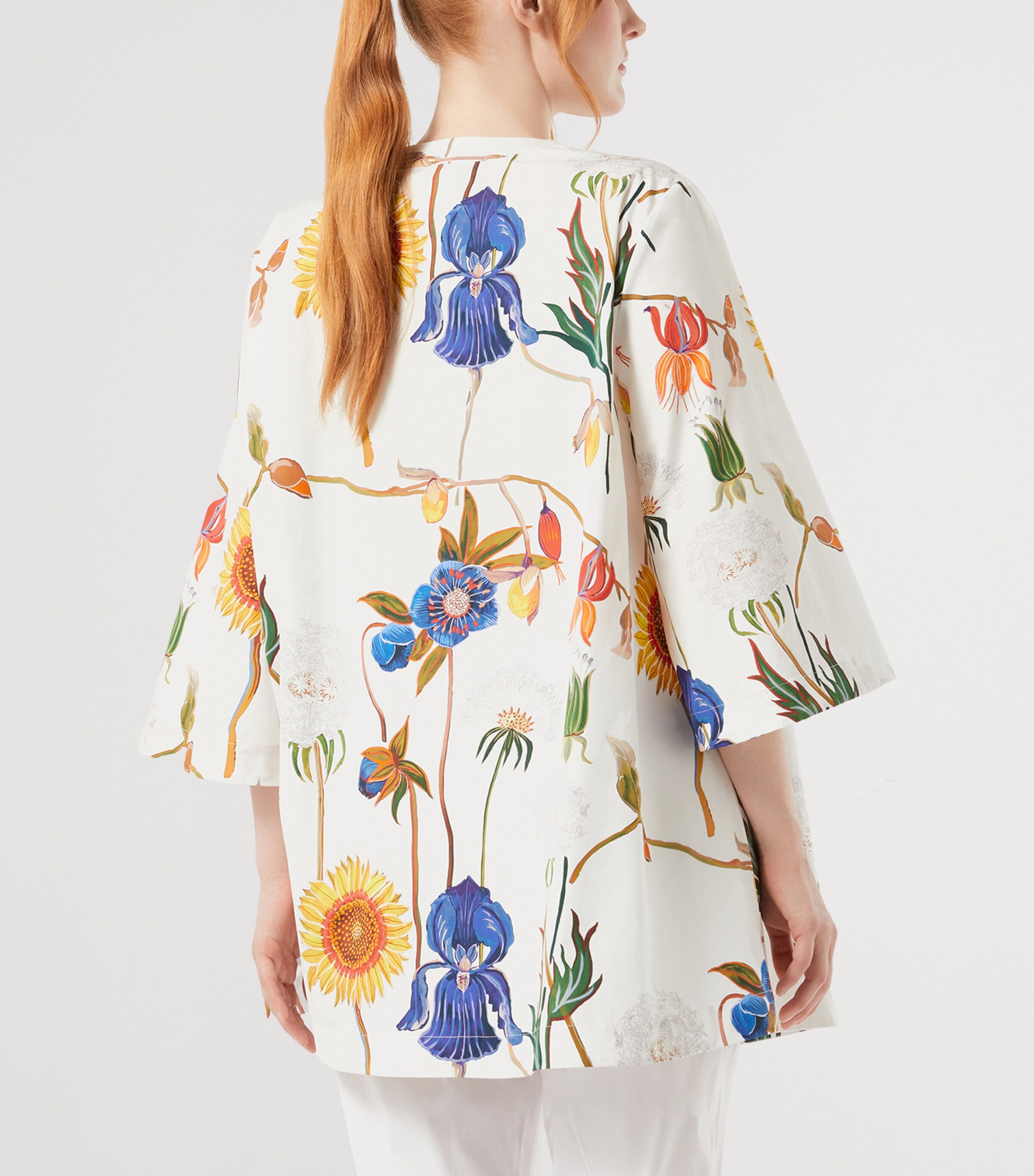 Marina Rinaldi Womens Cotton Floral Blouse White Image 3