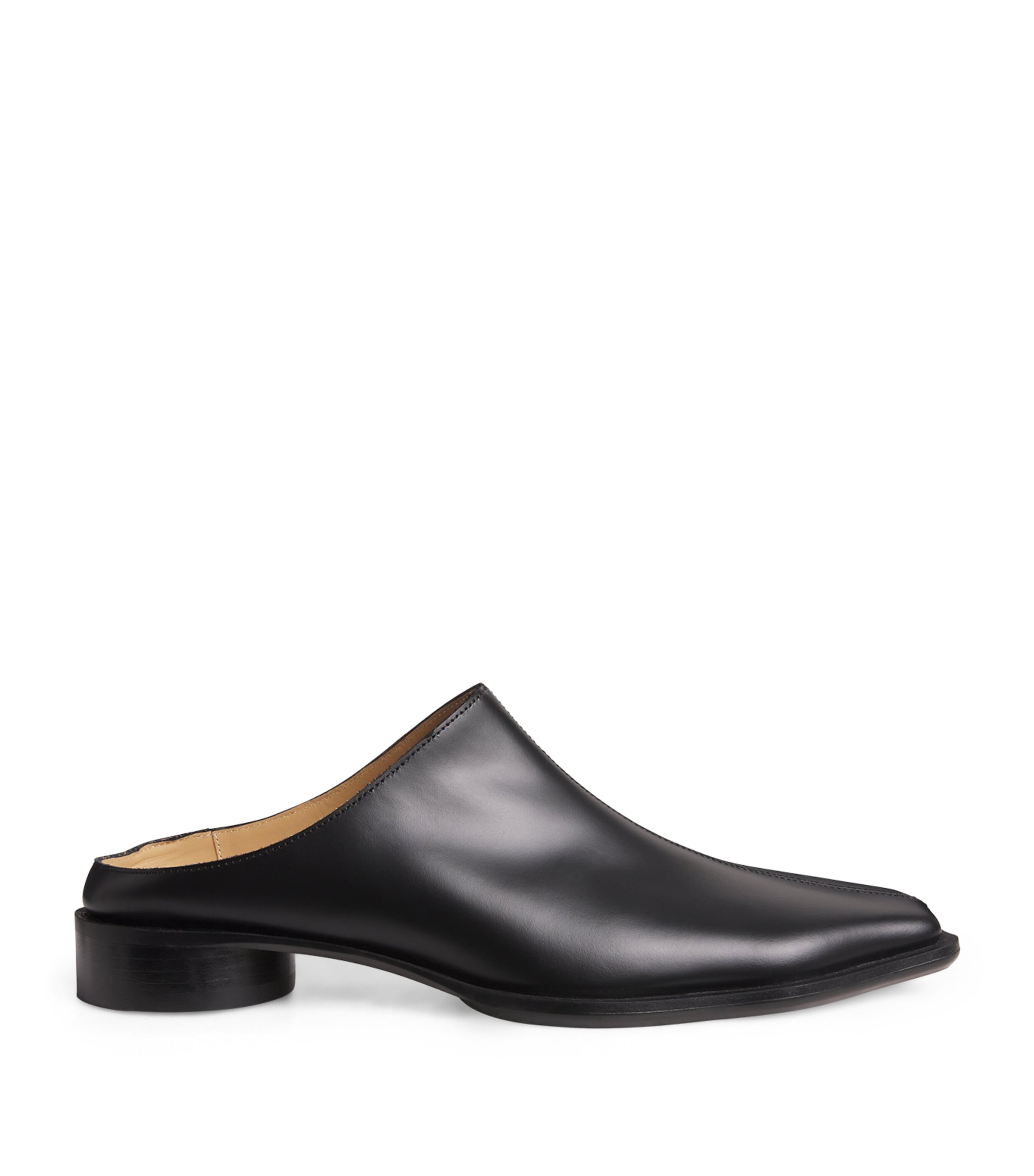 Mm6 Maison Margiela Mm6 By Maison Margiela Black Leather Slippers In Black