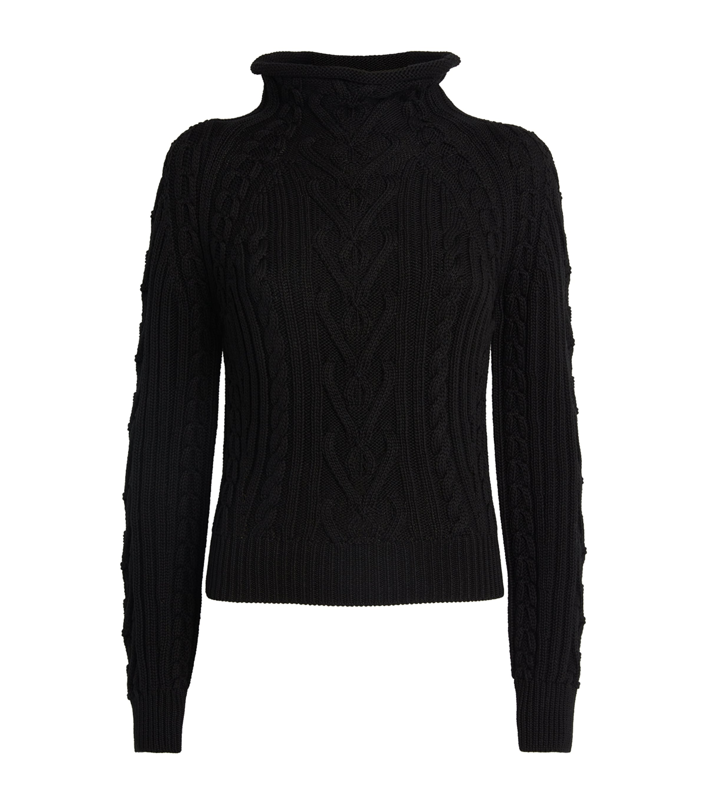 High Sport Cotton Aran Sweater In Black