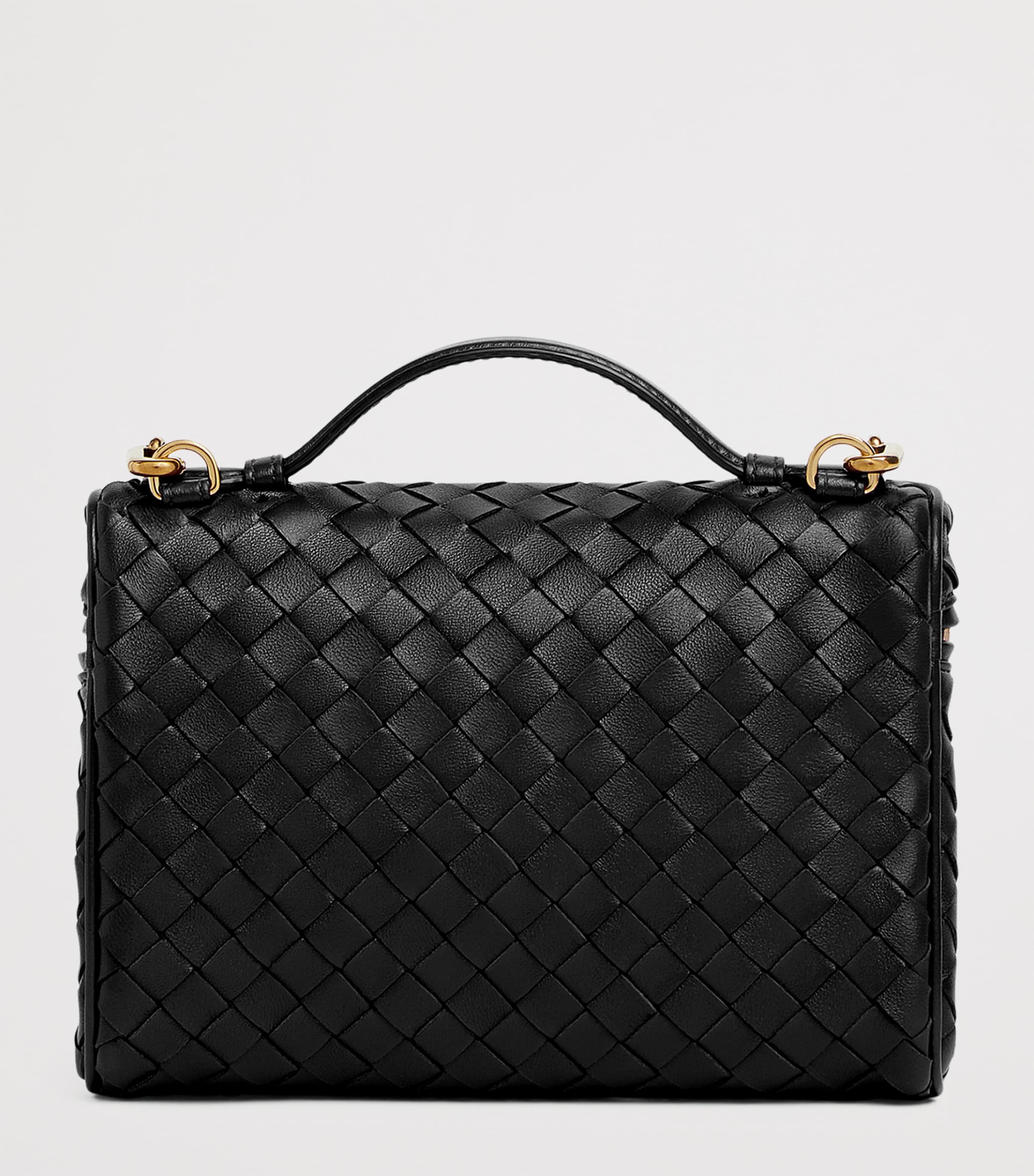 Bottega Veneta Black Small Leather Soft Vanity Case Top-Handle Bag