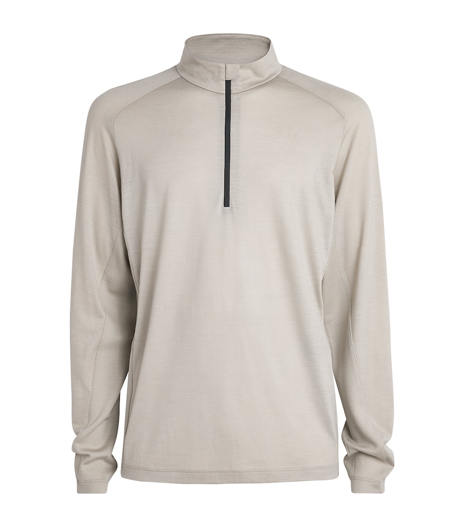 Sease Mens Virgin Wool Quarter-Zip Sweatshirt Driftwood Image 1