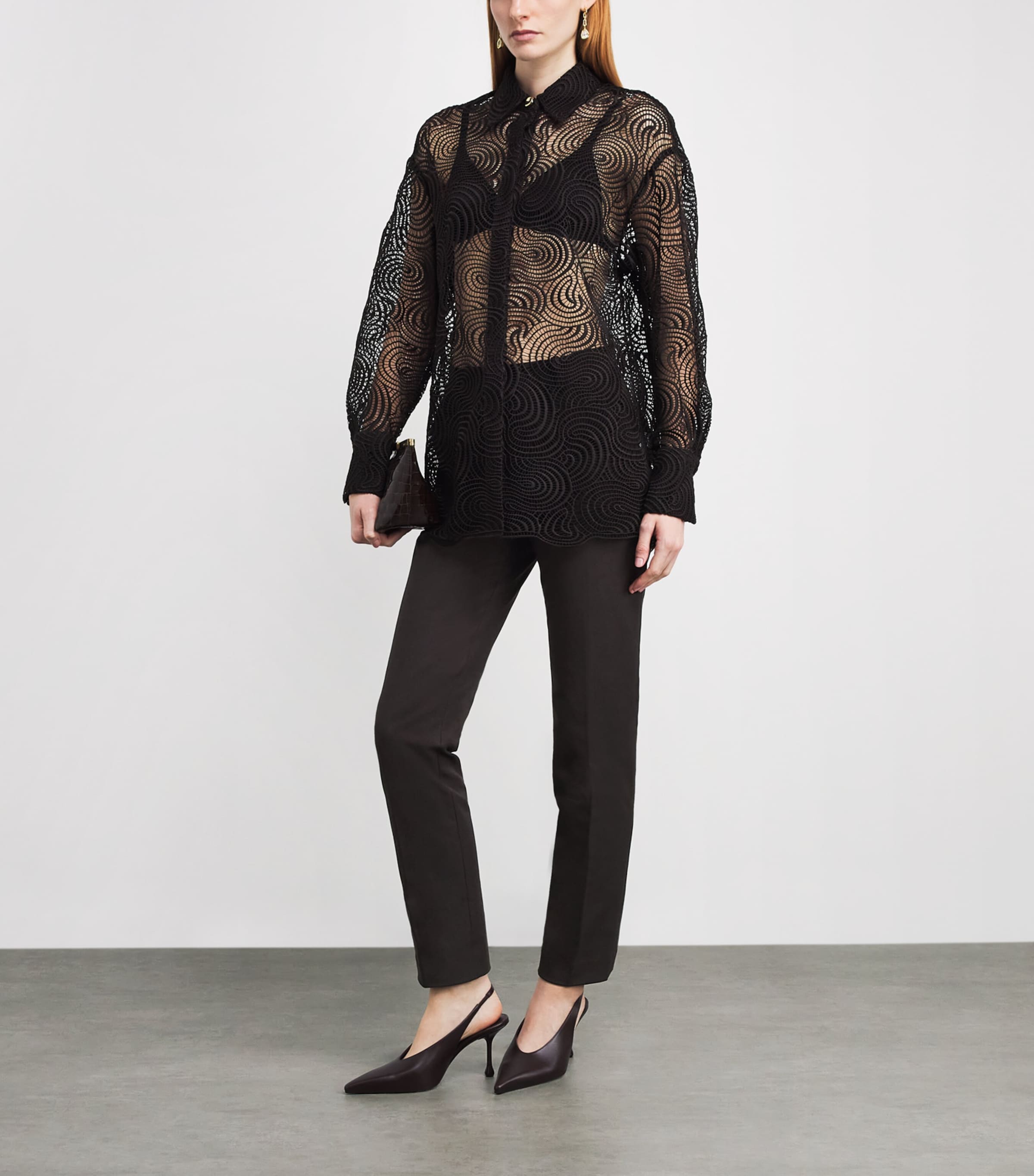 Joseph Womens Gabardine Coleman Slim Trousers Cocoa Image 2