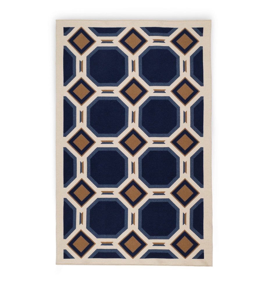 Wool-Cashmere Deco 003 Throw (135cm x 220cm) 8E30 - BLUE/CREAM Image 1