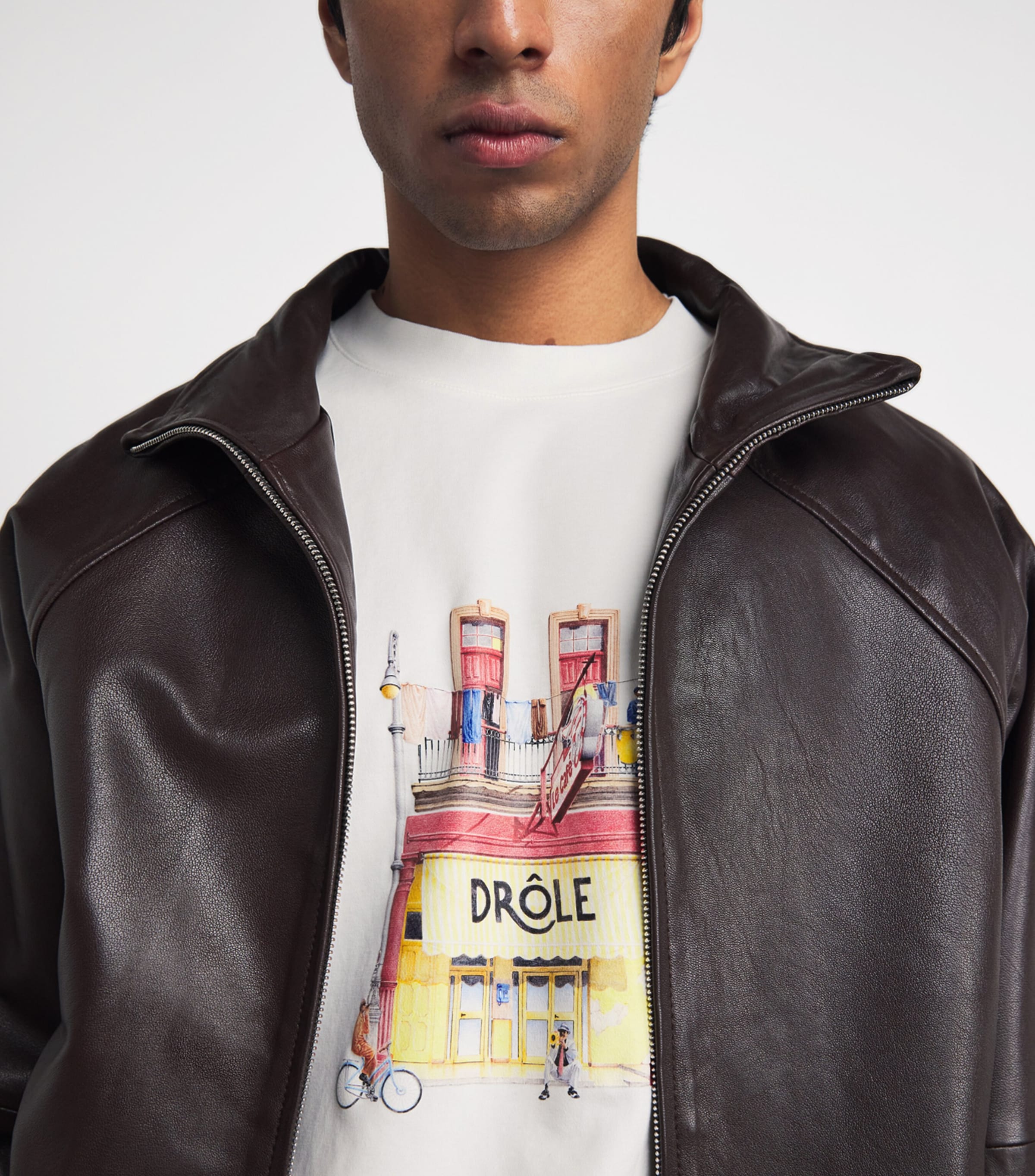 Drôle De Monsieur Mens Cotton Café T-Shirt Off White Image 3