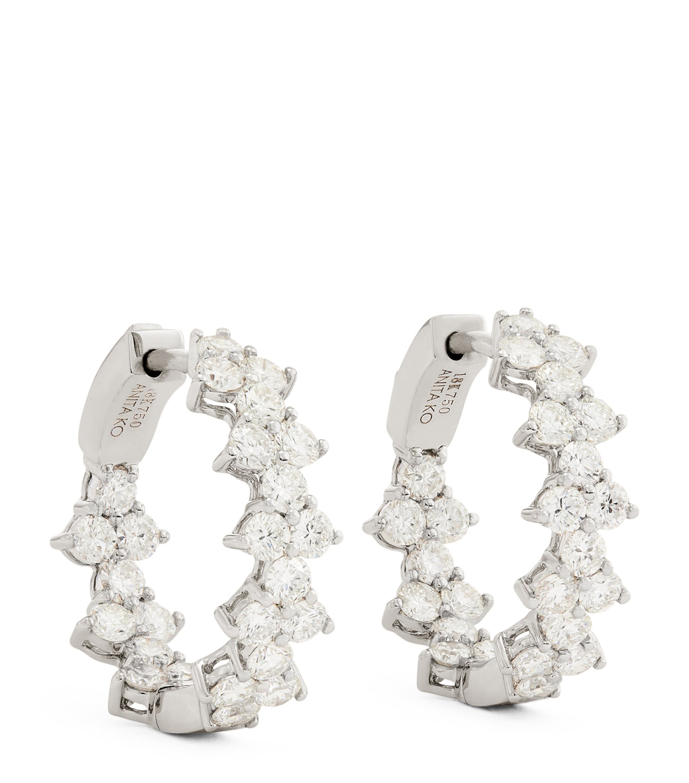 Anita Ko White Gold And Diamond Triangle Hoop Earrings In White