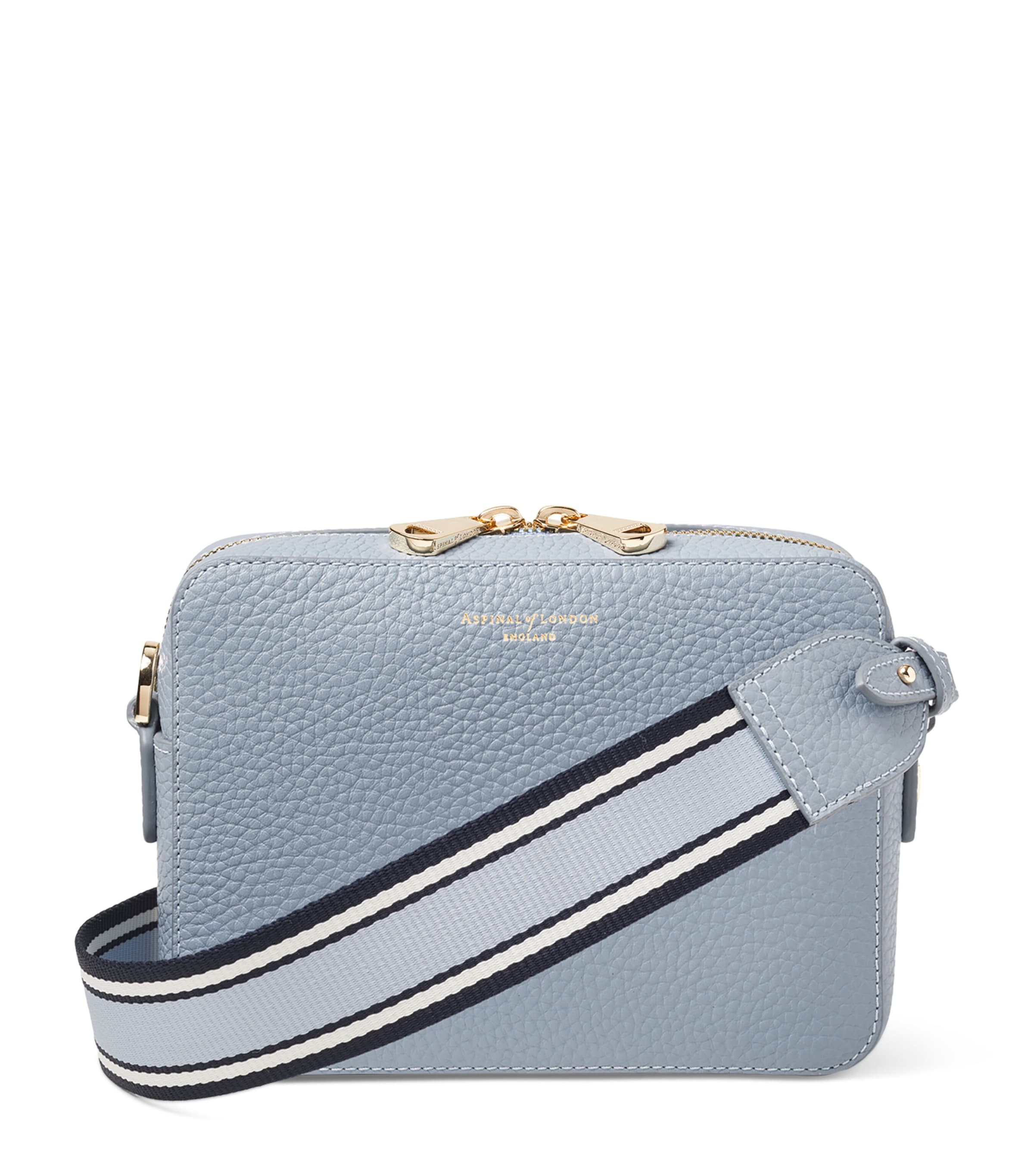 Aspinal Of London Leather Camera Crossbody Bag Skyblue Image 1