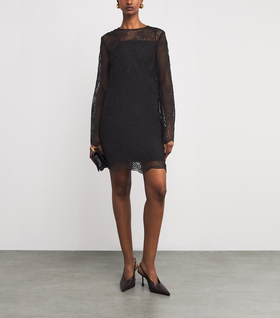 Joseph Womens Crochet-Lace Amira Mini Dress Cocoa Image 2