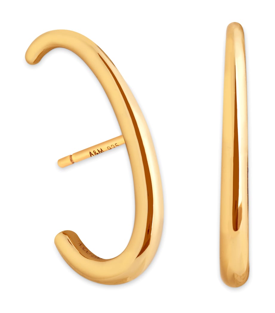 Yellow Gold-Plated Silver Orbit Dome Stud Earrings GOLD Image 1