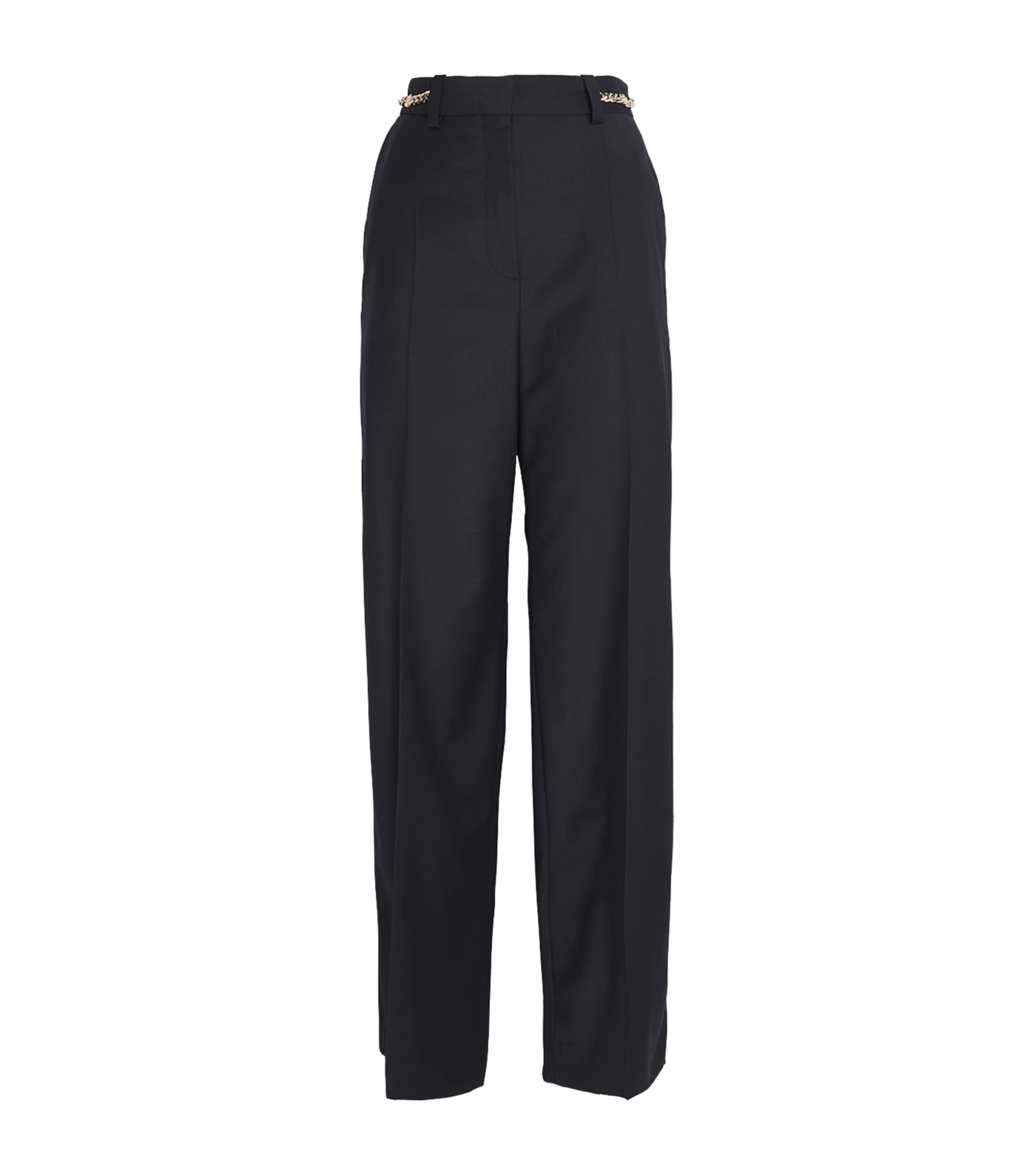 Chain-Embellished Straight Trousers NAVY Image 1