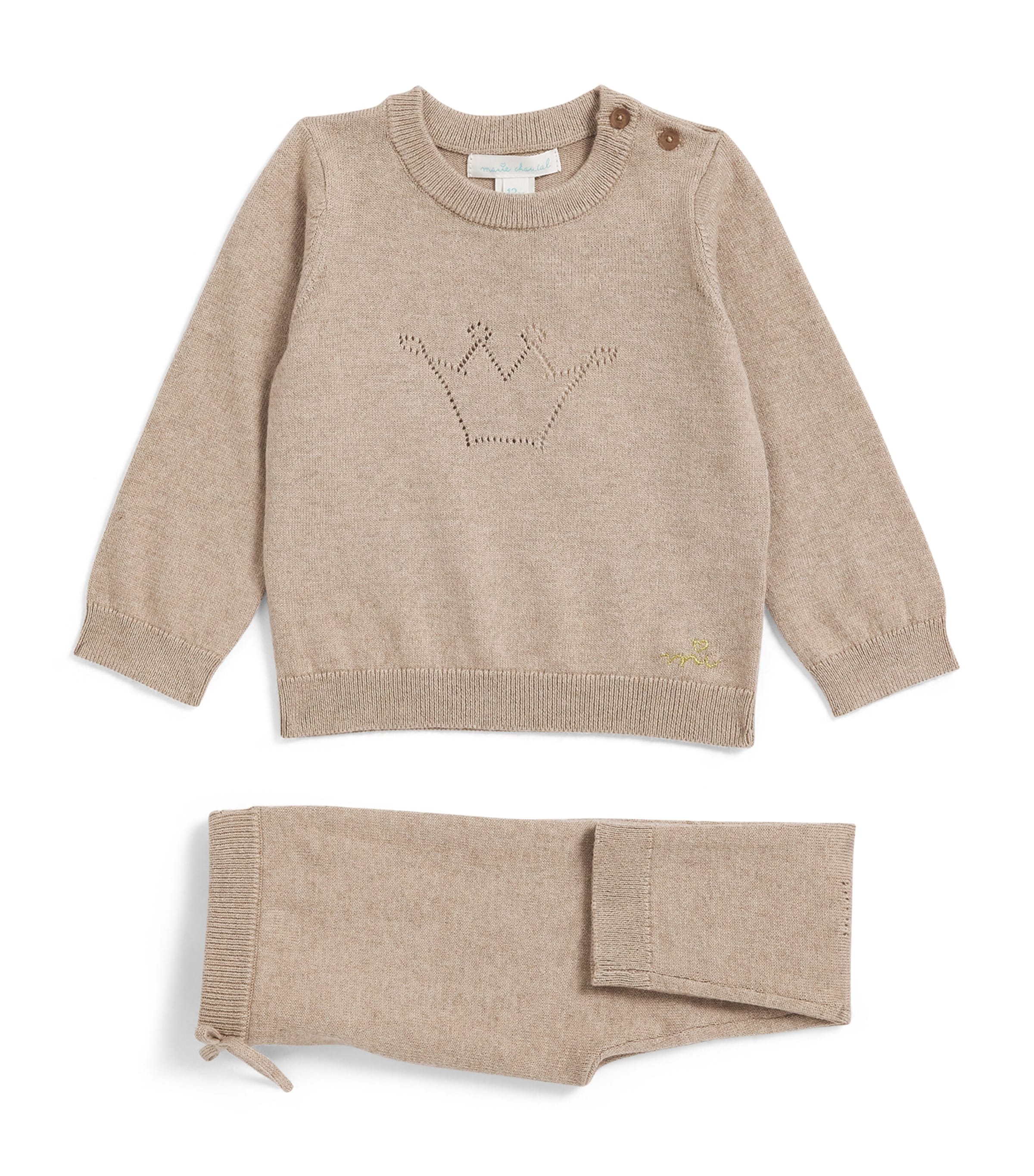 Marie-chantal Crown Sweater And Sweatpants Set In Brown