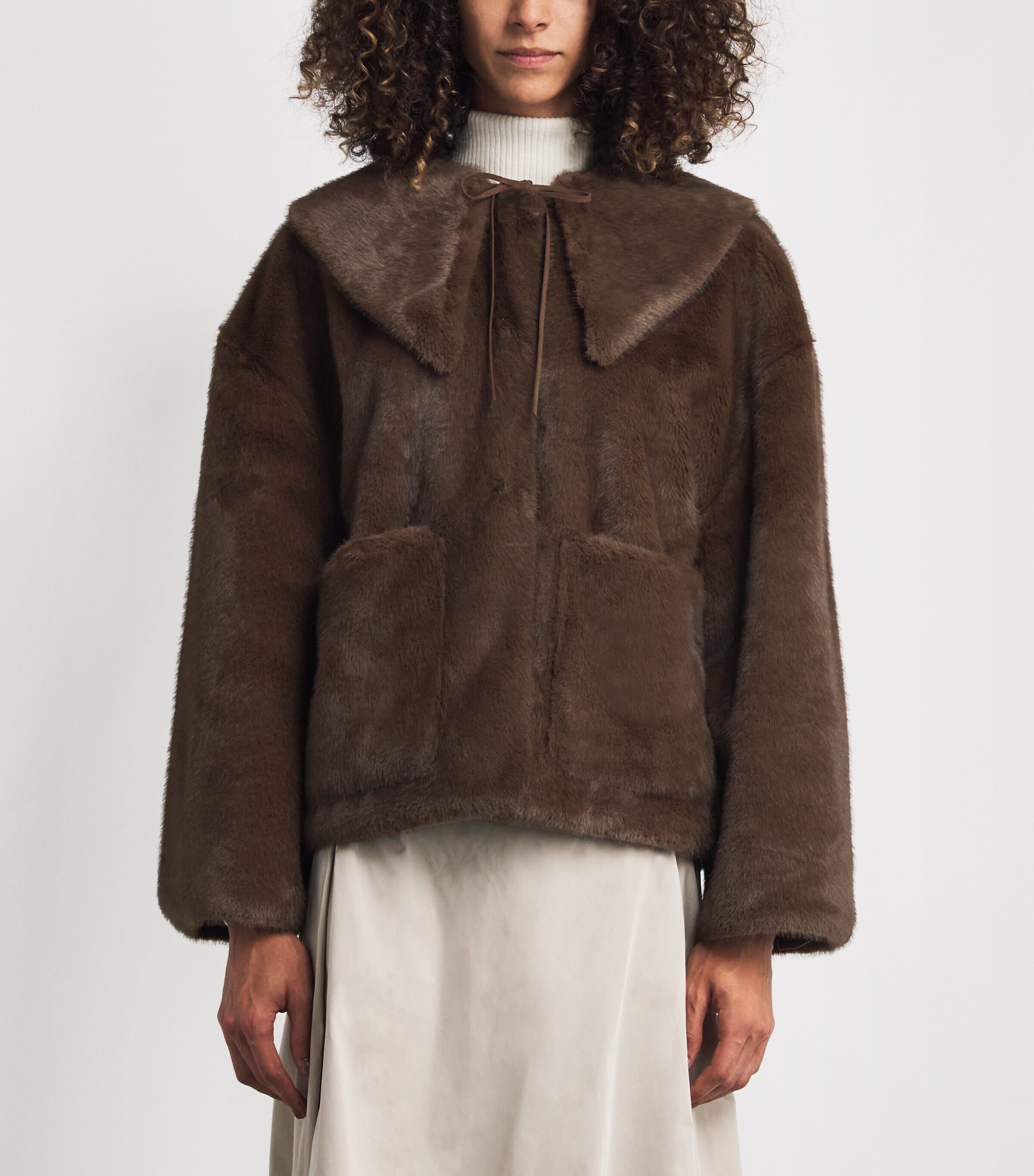 Faux Fur Jacquie Coat 12L BLACK Image 3