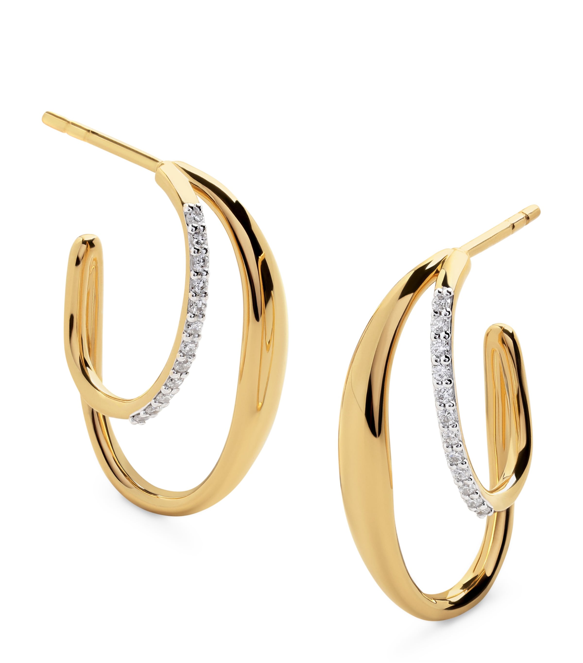 Monica Vinader Gold Vermeil and Diamond Nura Hoop Earrings Gold Vermeil Image 1