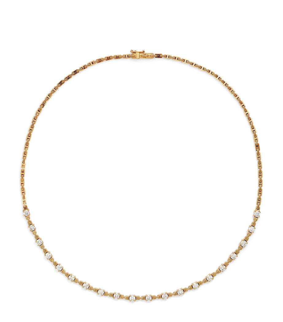 Yellow Gold and Diamond Pirouette Tennis Necklace YELLOW GOLD Image 1