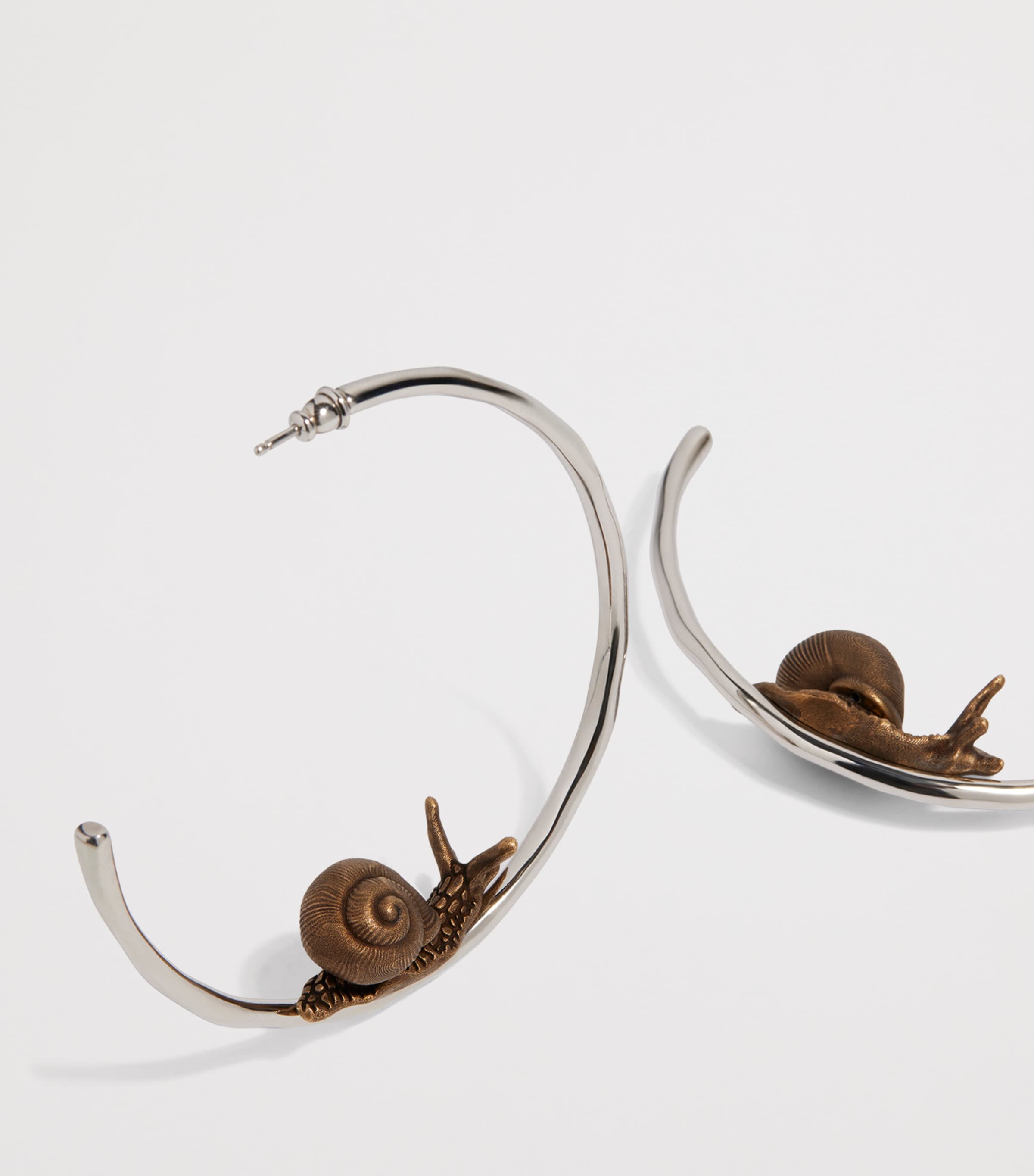 Schiaparelli Snail Hoop Earrings Aged Gold Image 4
