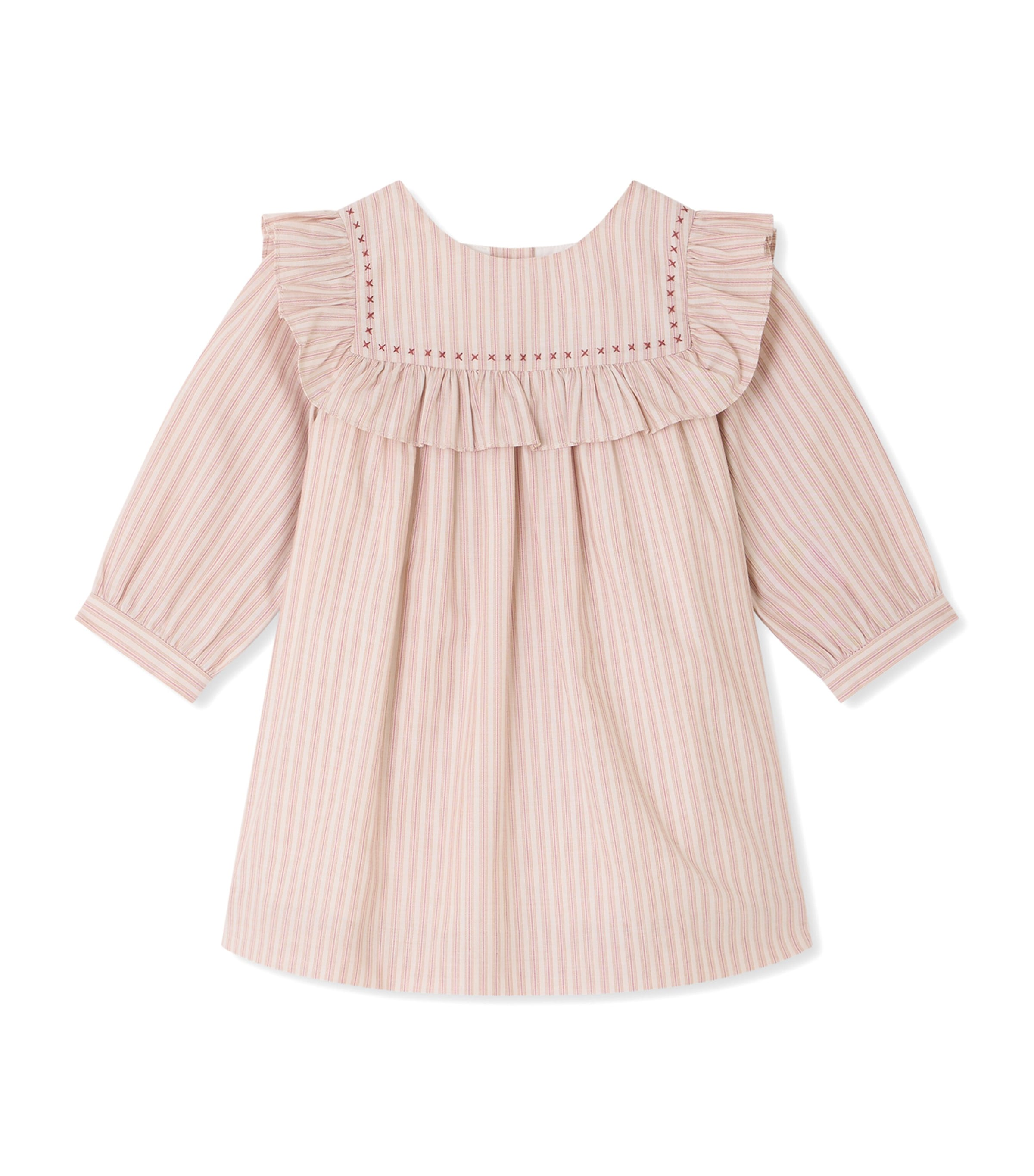 Bonpoint Kids'  Organic Cotton Stripe Meiki Dress In Pink