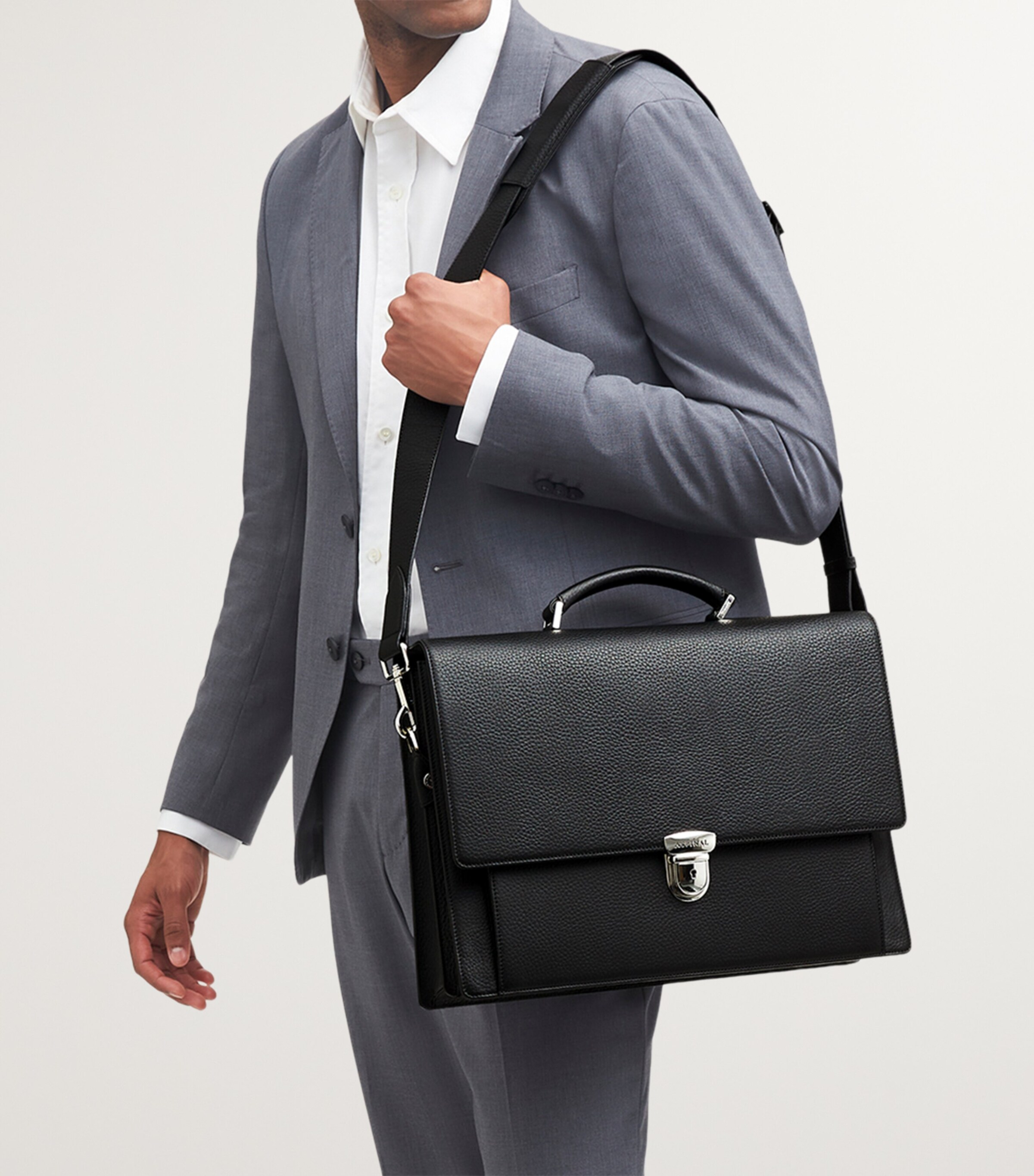 Leather City Laptop Briefcase BLACK Image 7