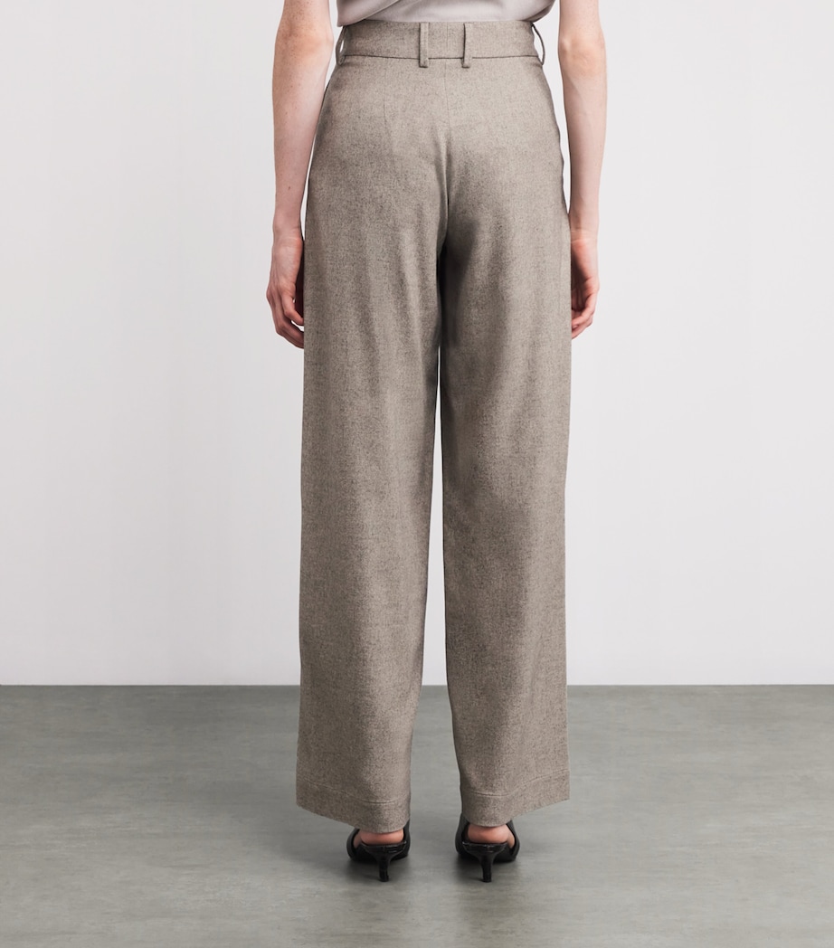 Kid Cashmere Pleated Wide-Leg Trousers 82686 BEIGE MELANGE Image 4